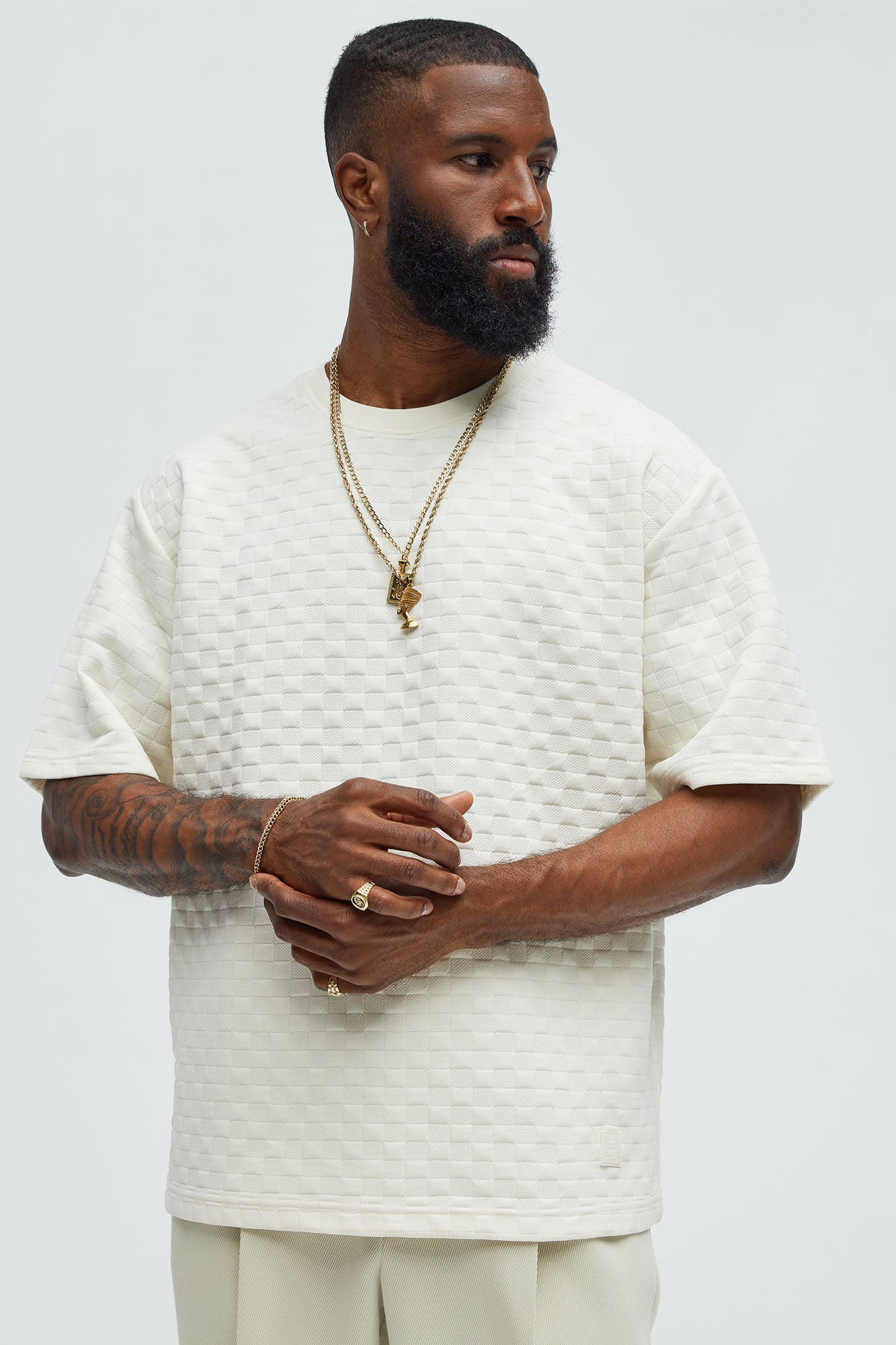 Check Mate Textured Tee - Off White Fashion Nova