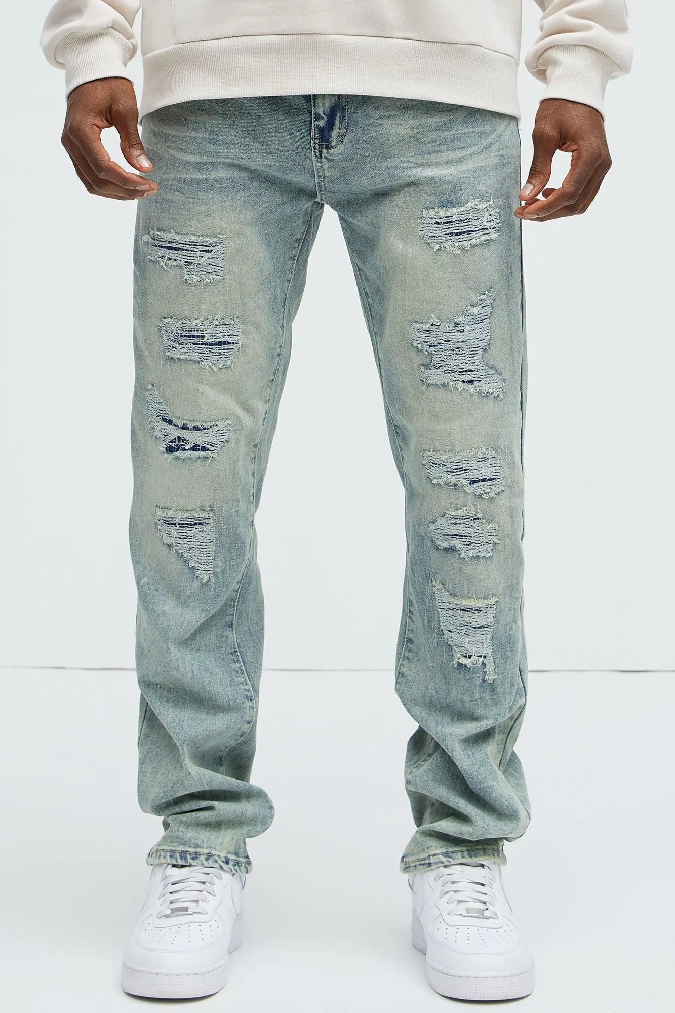 Can't Be Distressed Slim Jeans - Acid Wash Blue Fashion Nova