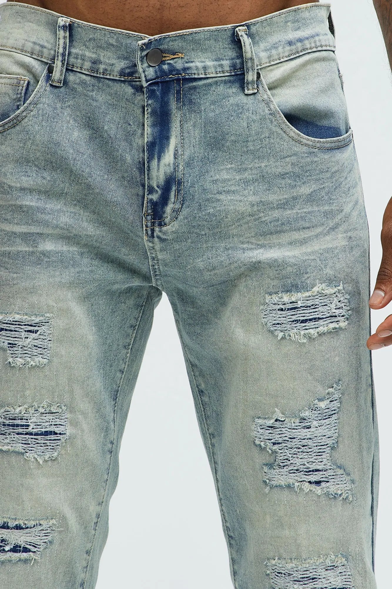 Can't Be Distressed Slim Jeans - Acid Wash Blue Fashion Nova