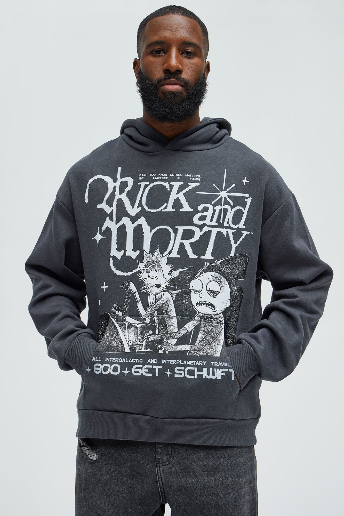 Rick And Morty Schwifty Hoodie - Charcoal Fashion Nova
