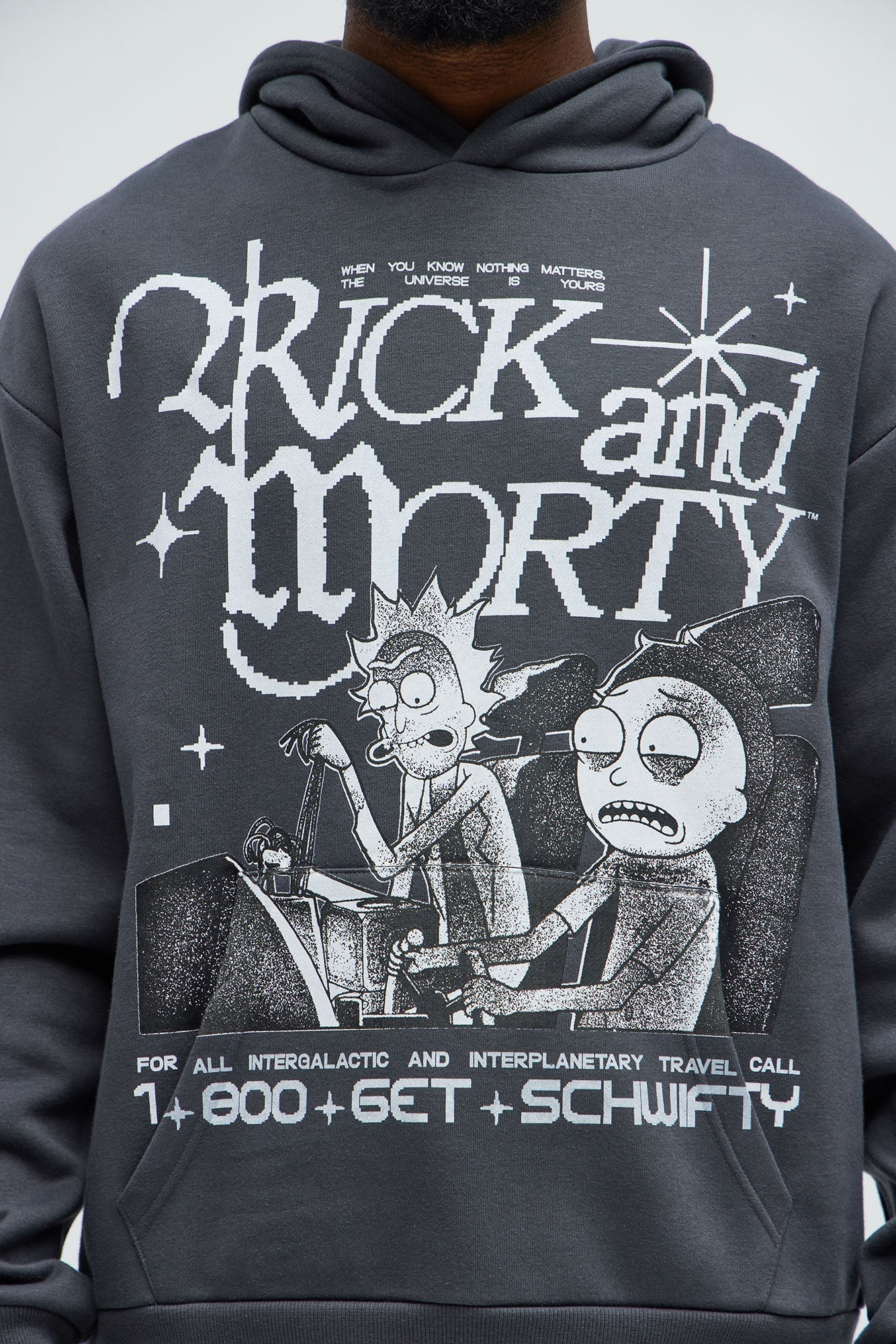 Rick And Morty Schwifty Hoodie - Charcoal Fashion Nova