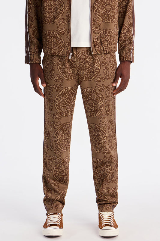 Slim All Over Jacquard Track Pant - Brown/combo Fashion Nova