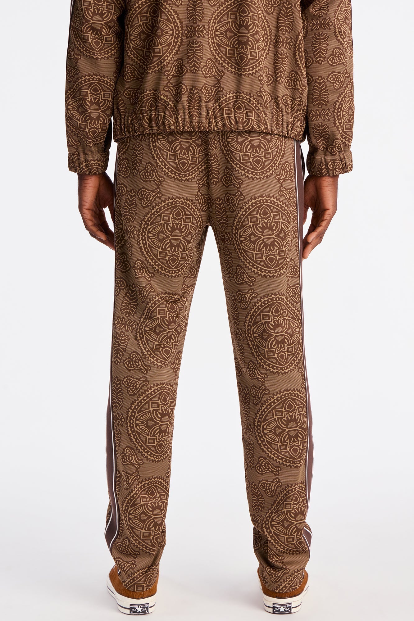Slim All Over Jacquard Track Pant - Brown/combo Fashion Nova