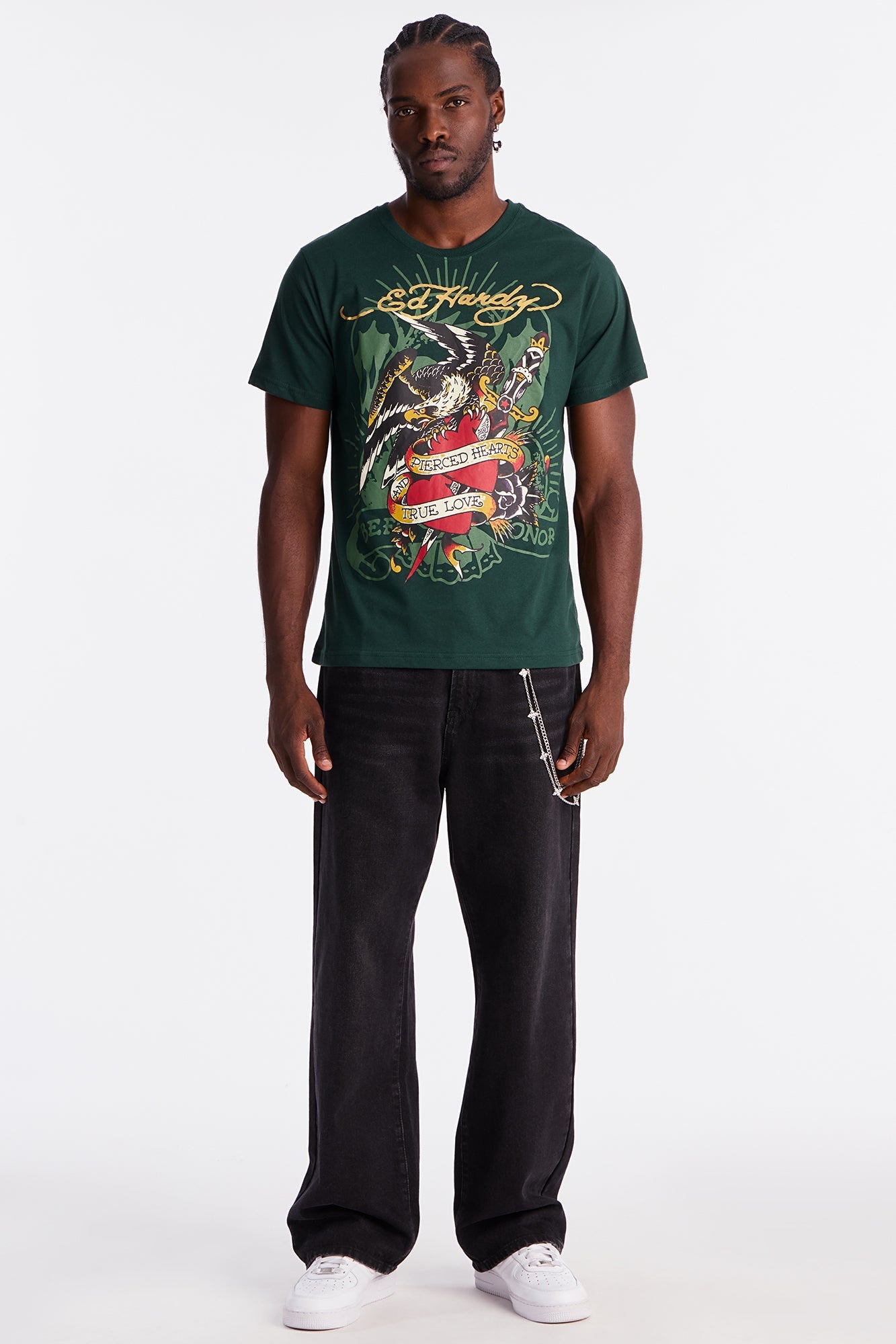 Ed Hardy Eagle Heartbreak Tattoo Short Sleeve Tee - Hunter Fashion Nova