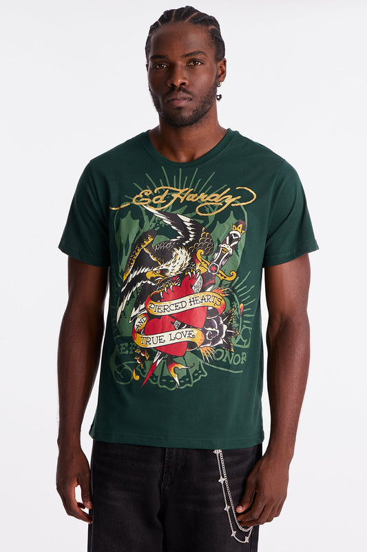 Ed Hardy Eagle Heartbreak Tattoo Short Sleeve Tee - Hunter Fashion Nova