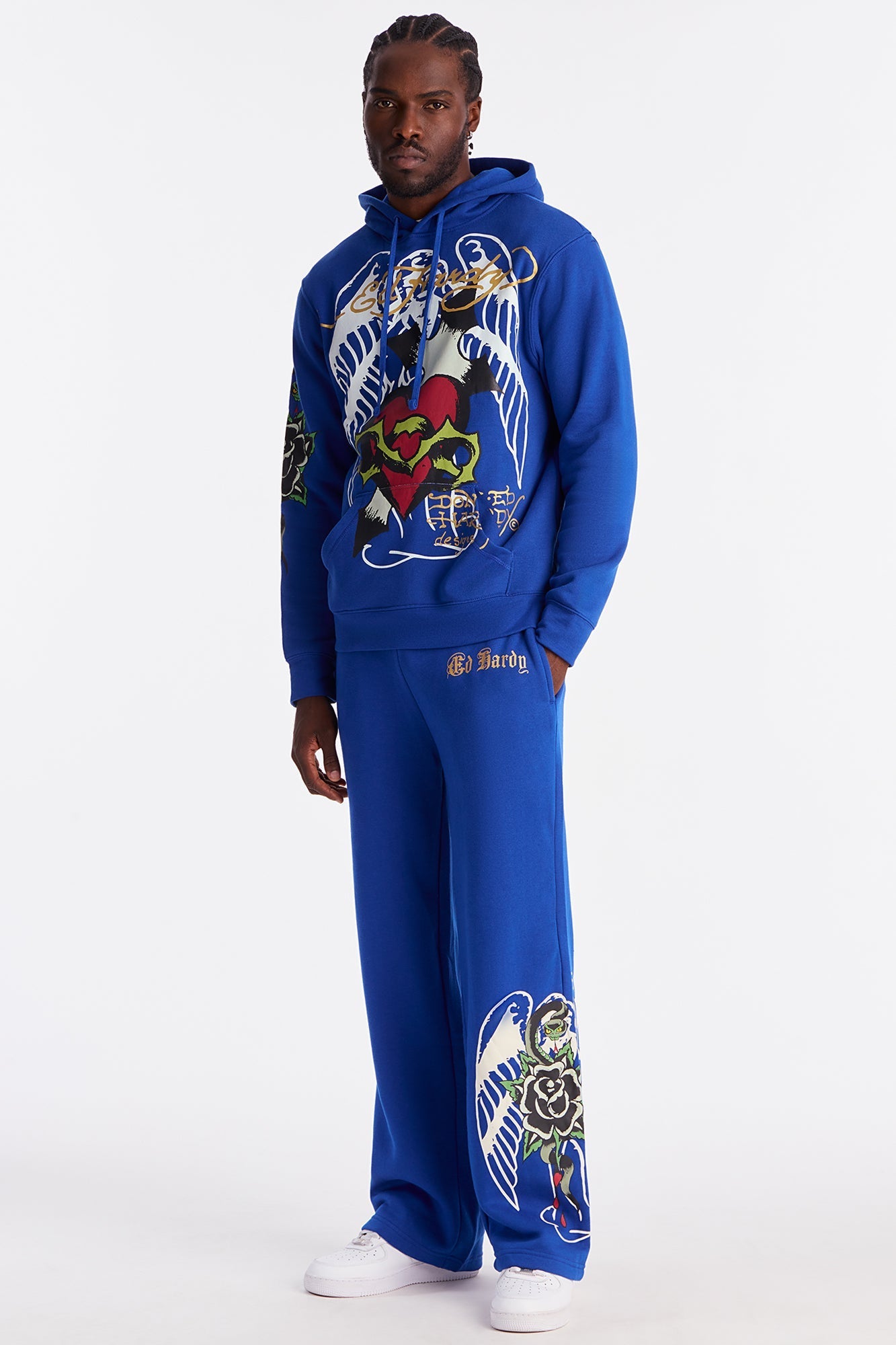 Ed Hardy Sacred Hearts Sweatpant - CobaltBlue Fashion Nova