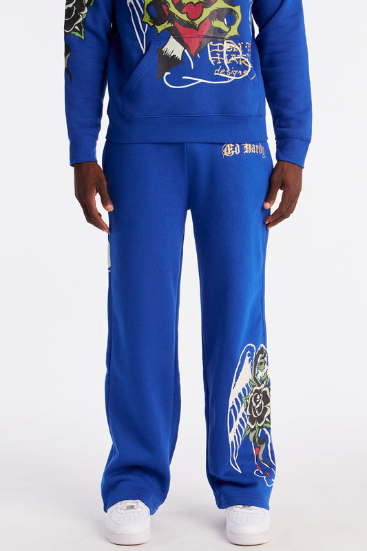 Ed Hardy Sacred Hearts Sweatpant - CobaltBlue Fashion Nova