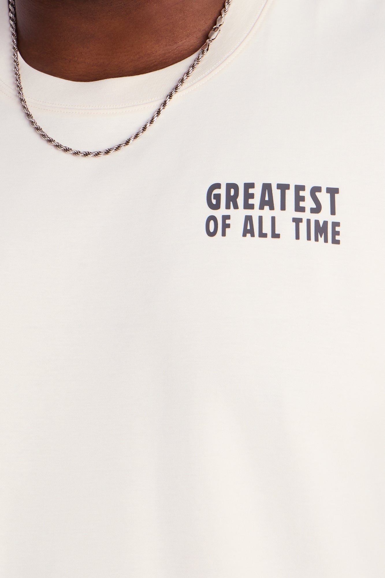 Greatest Of All Time Muscle Tee - Cream Fashion Nova