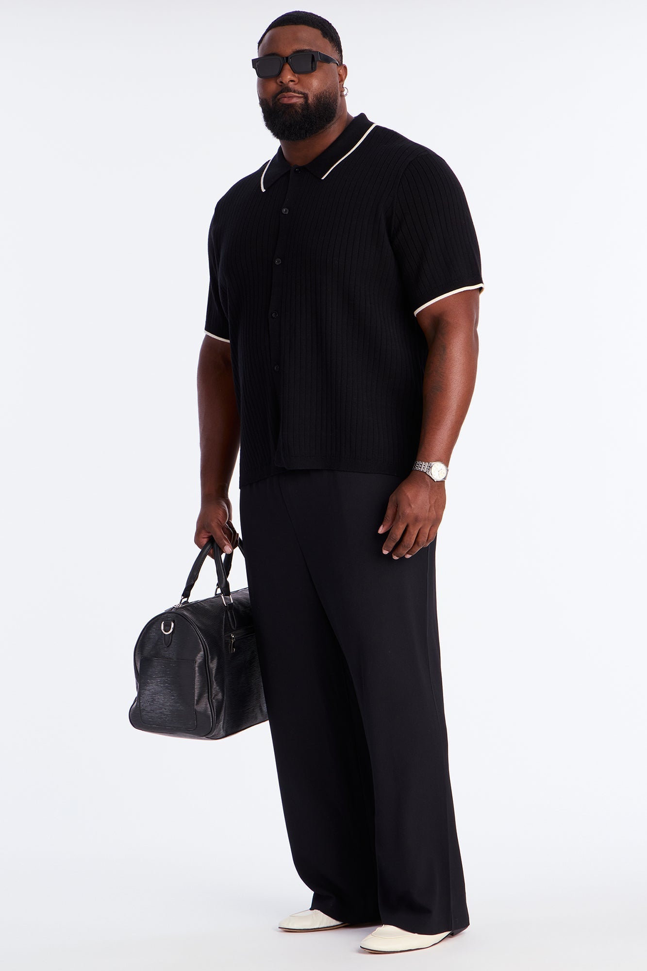 Garrison Knitted Button Up Shirt - Black Fashion Nova