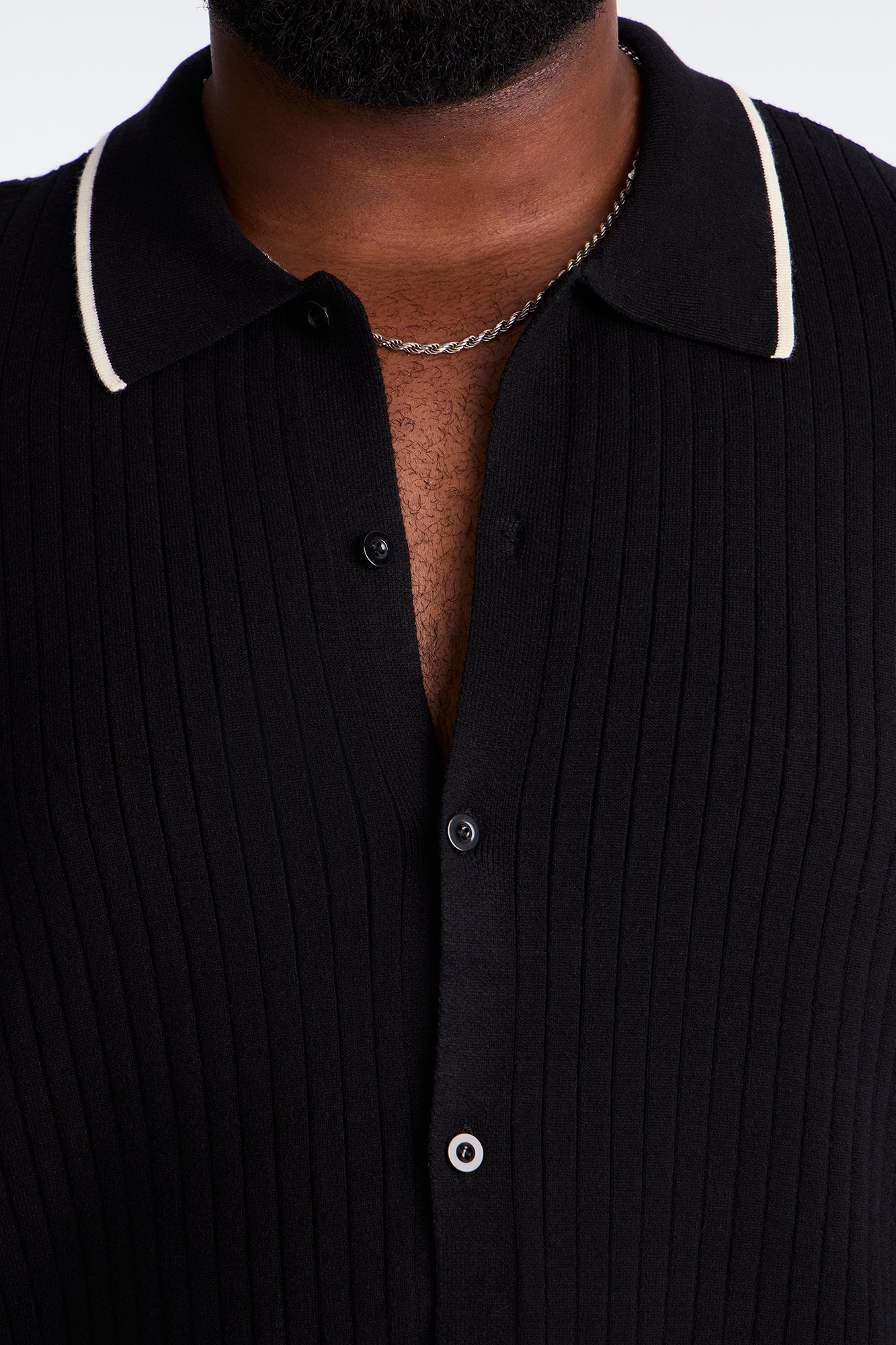 Garrison Knitted Button Up Shirt - Black Fashion Nova