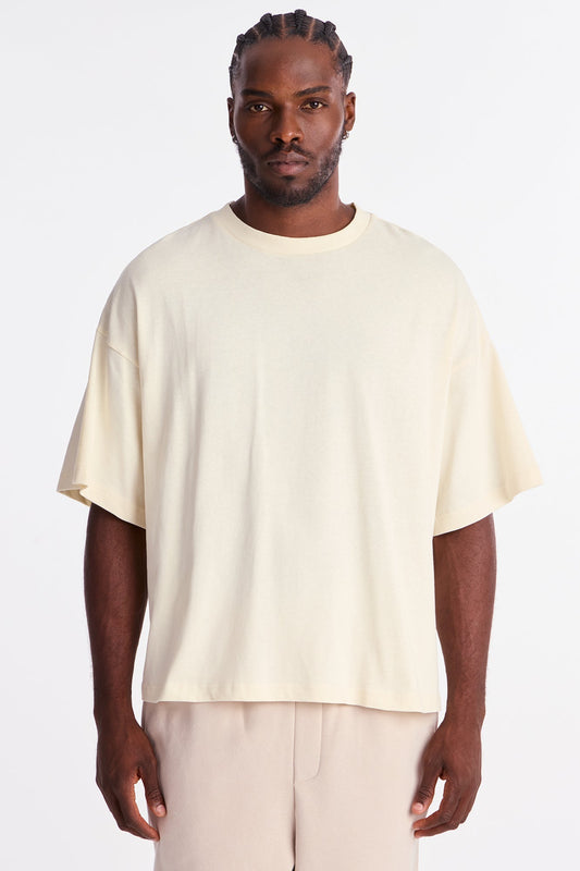 Boxy Heavyweight Tee 240GSM - Cream Fashion Nova