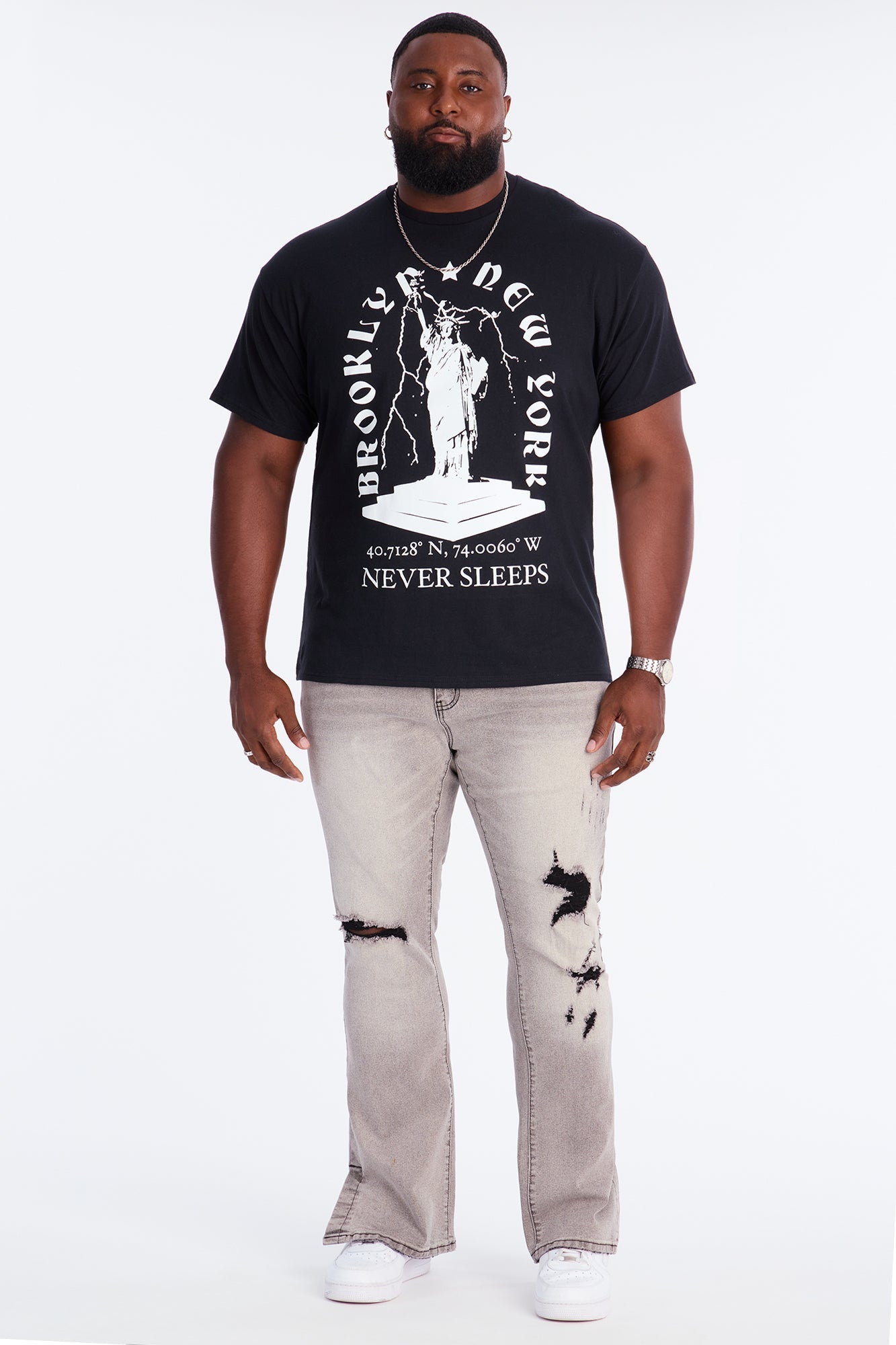Stacked Skinny Flare Slit Dare Me Distressed Jean - Grey Fashion Nova
