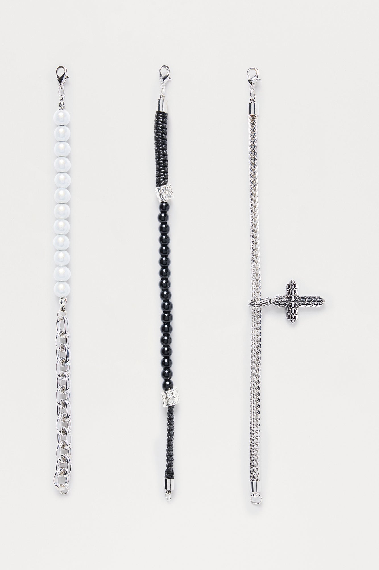 Next Up Mixed Bracelet Set - Silver Fashion Nova