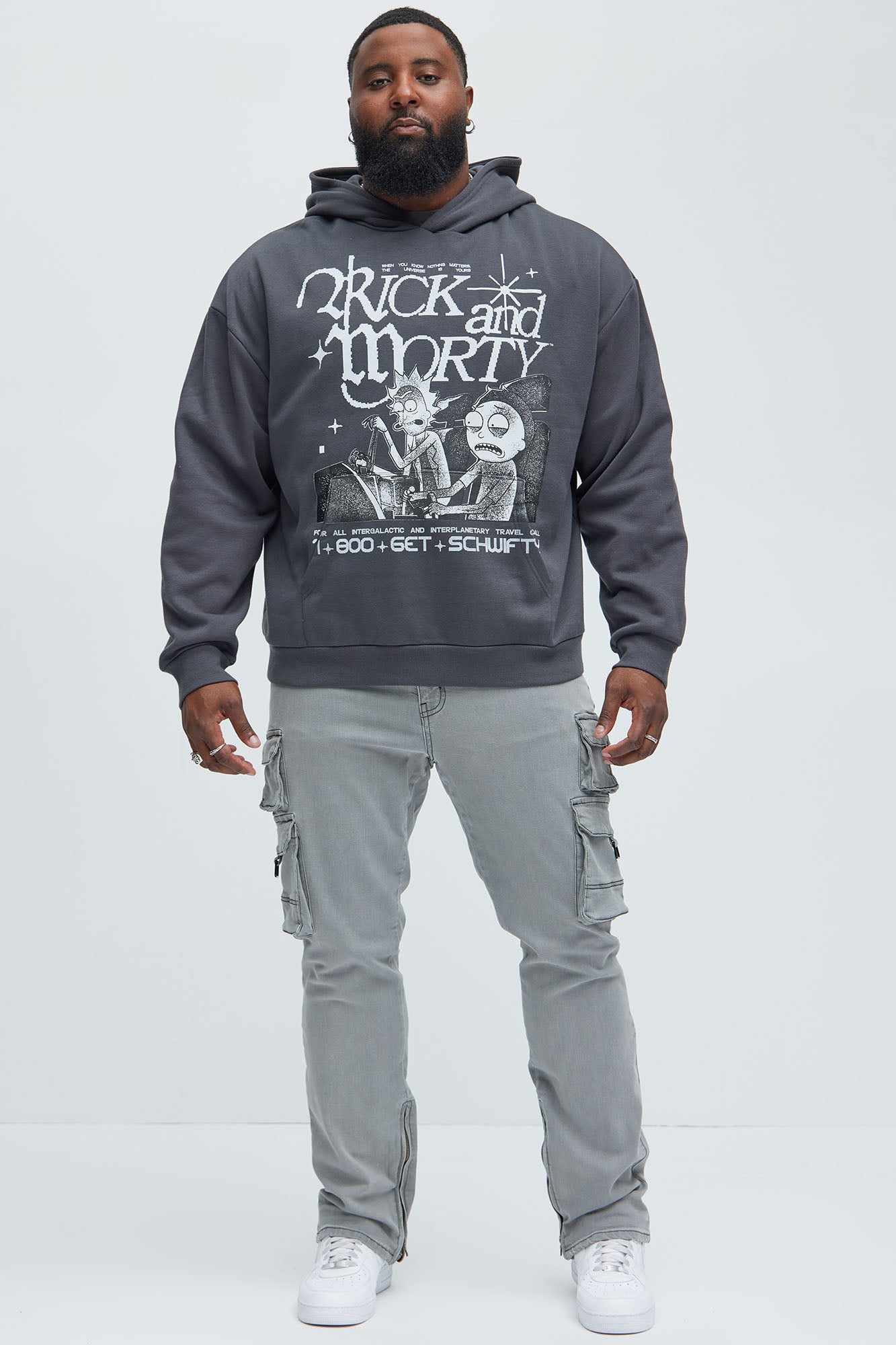 Rick And Morty Schwifty Hoodie - Charcoal Fashion Nova