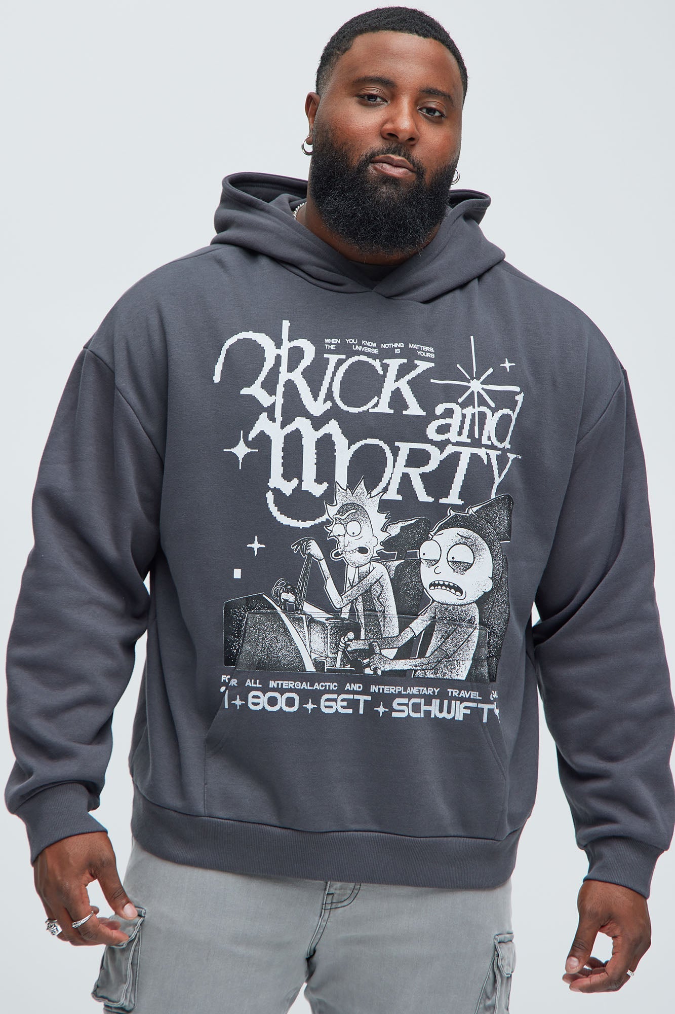 Rick And Morty Schwifty Hoodie - Charcoal Fashion Nova
