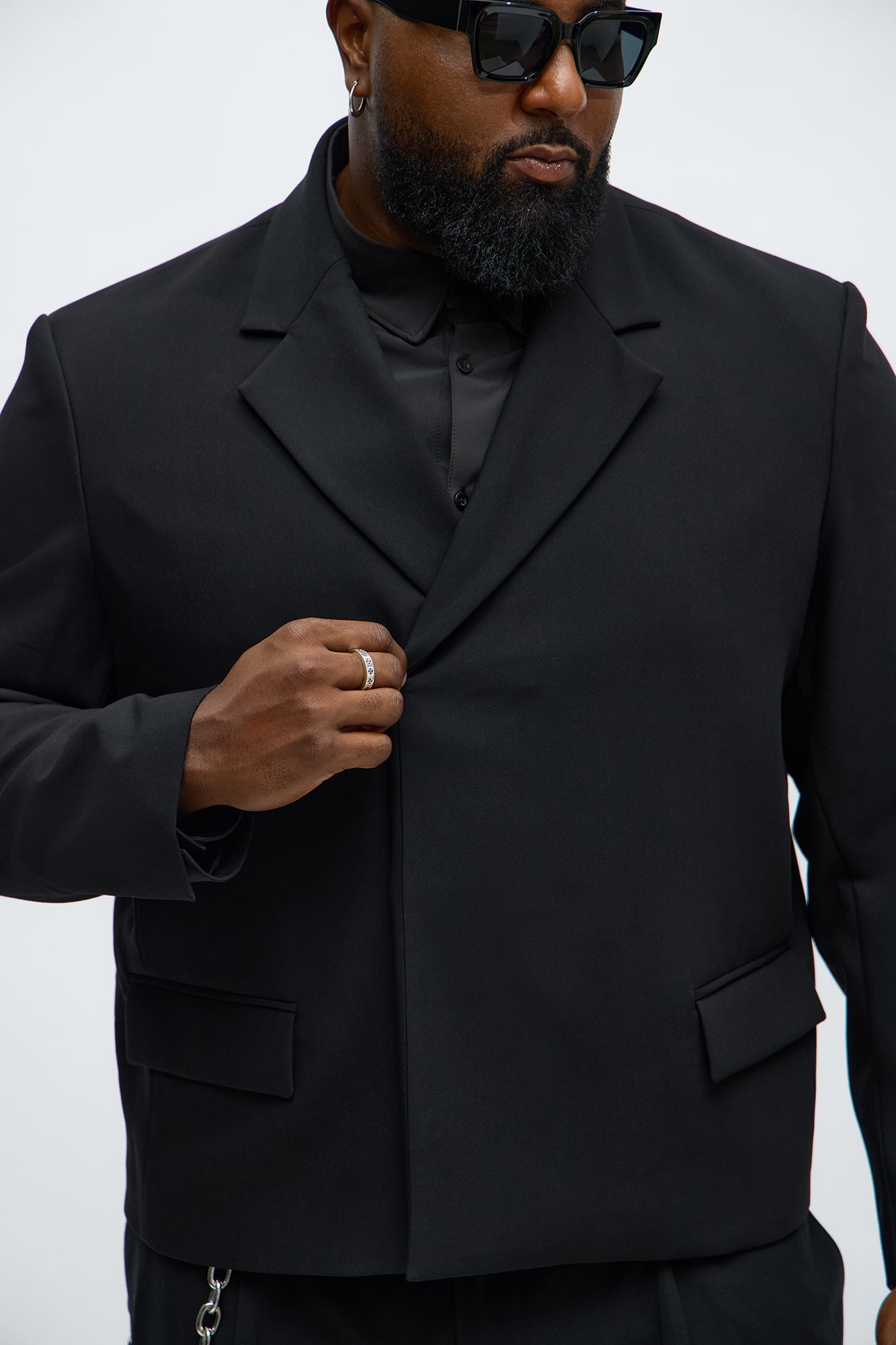 Ronan Cropped Double Breasted Blazer - Black Fashion Nova
