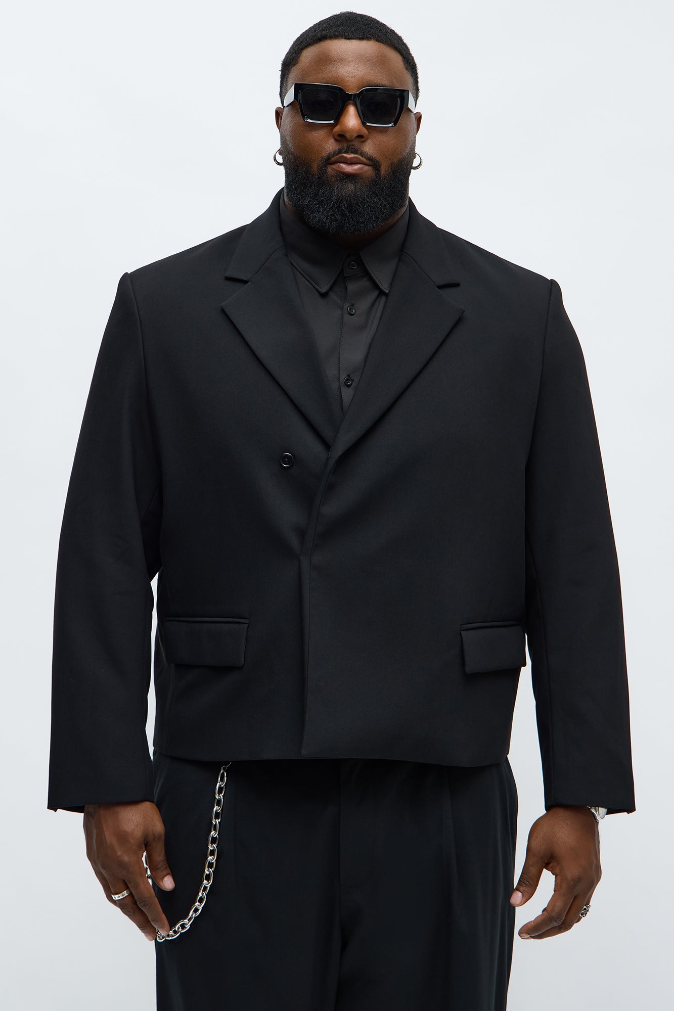 Ronan Cropped Double Breasted Blazer - Black Fashion Nova