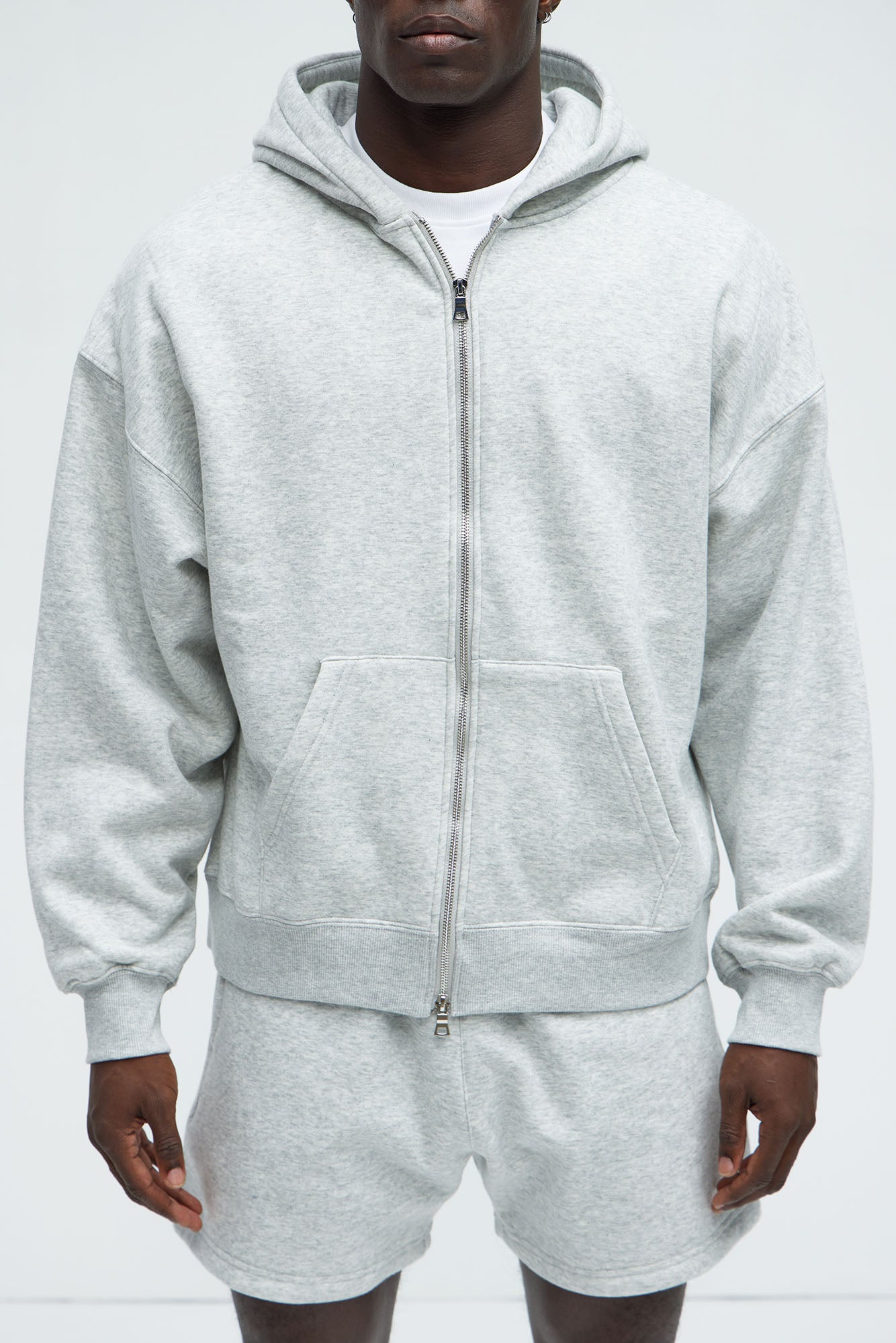 Tyson Oversized Heavyweight Zip Up - Heather Grey Fashion Nova