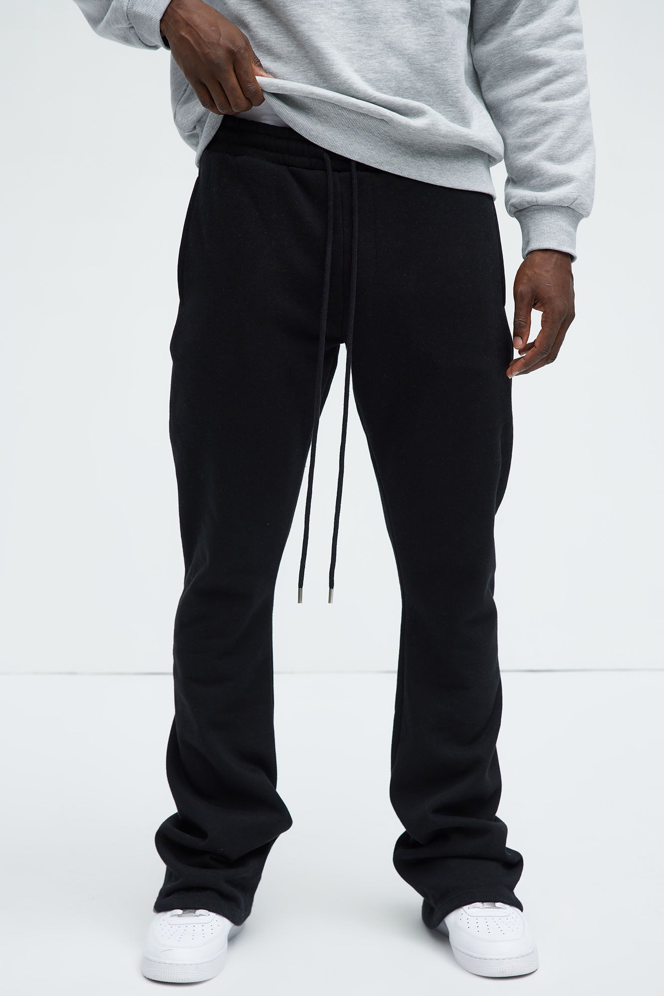 Tyson Skinny Stacked Flare Sweatpant - Black Fashion Nova