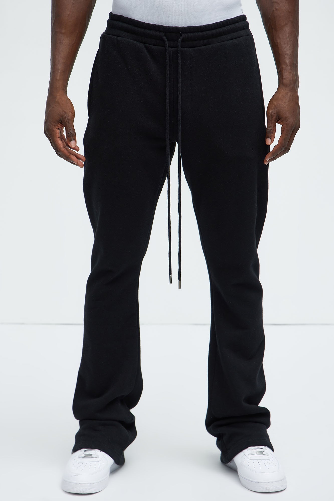 Tyson Skinny Stacked Flare Sweatpant - Black Fashion Nova