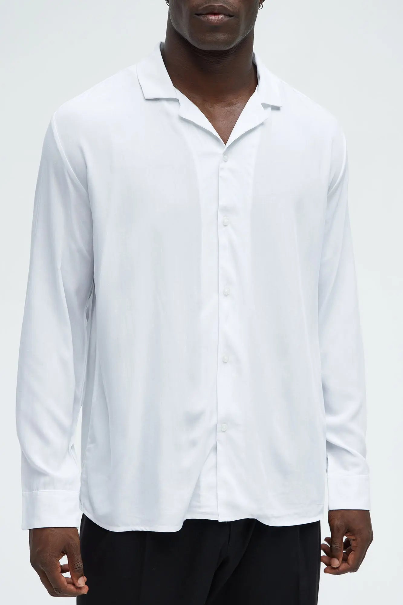 Dawson Relaxed Long Sleeve Button Up Shirt - White Fashion Nova