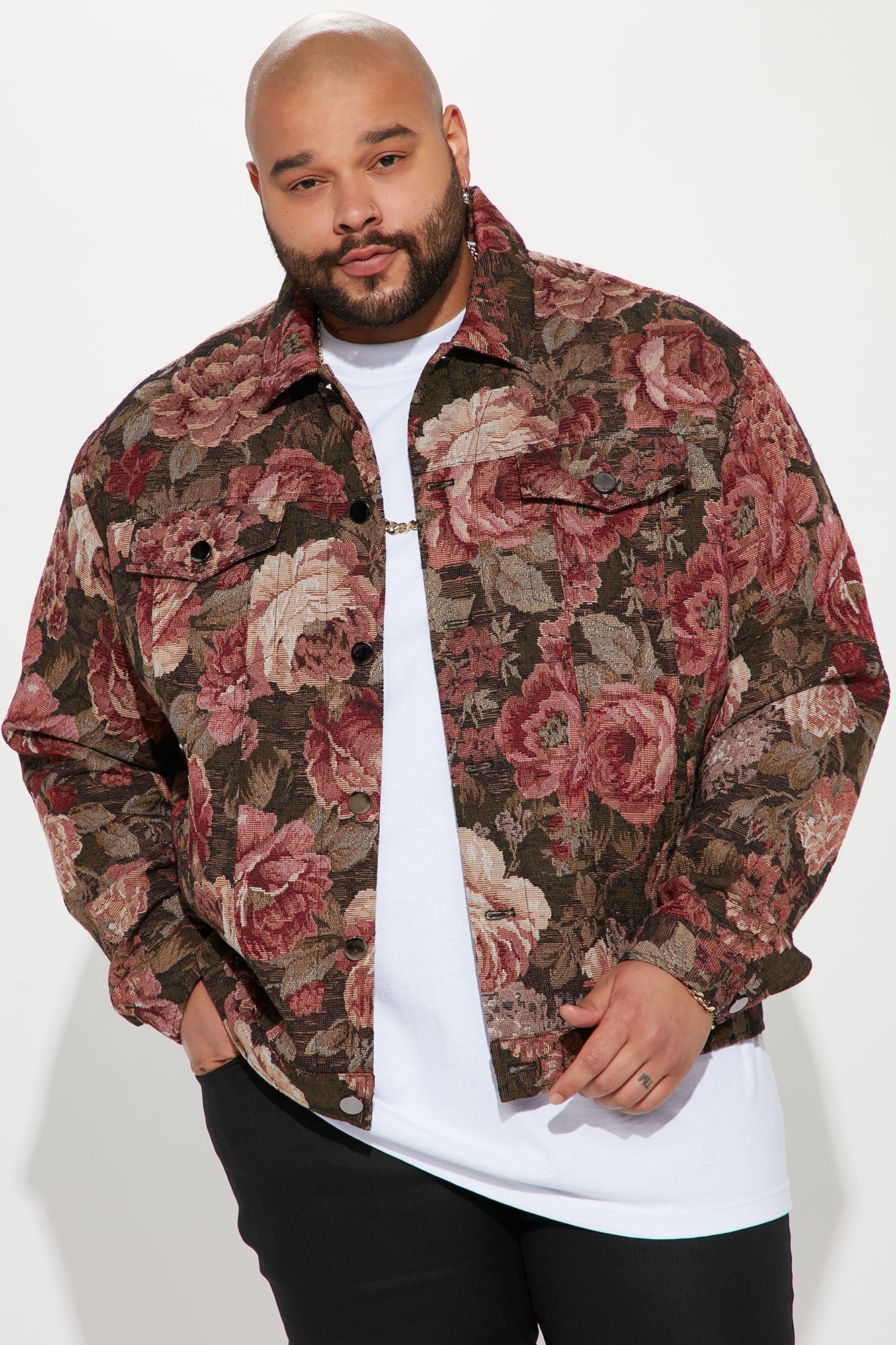 Tapestry Trucker Jacket - Black/Combo Fashion Nova