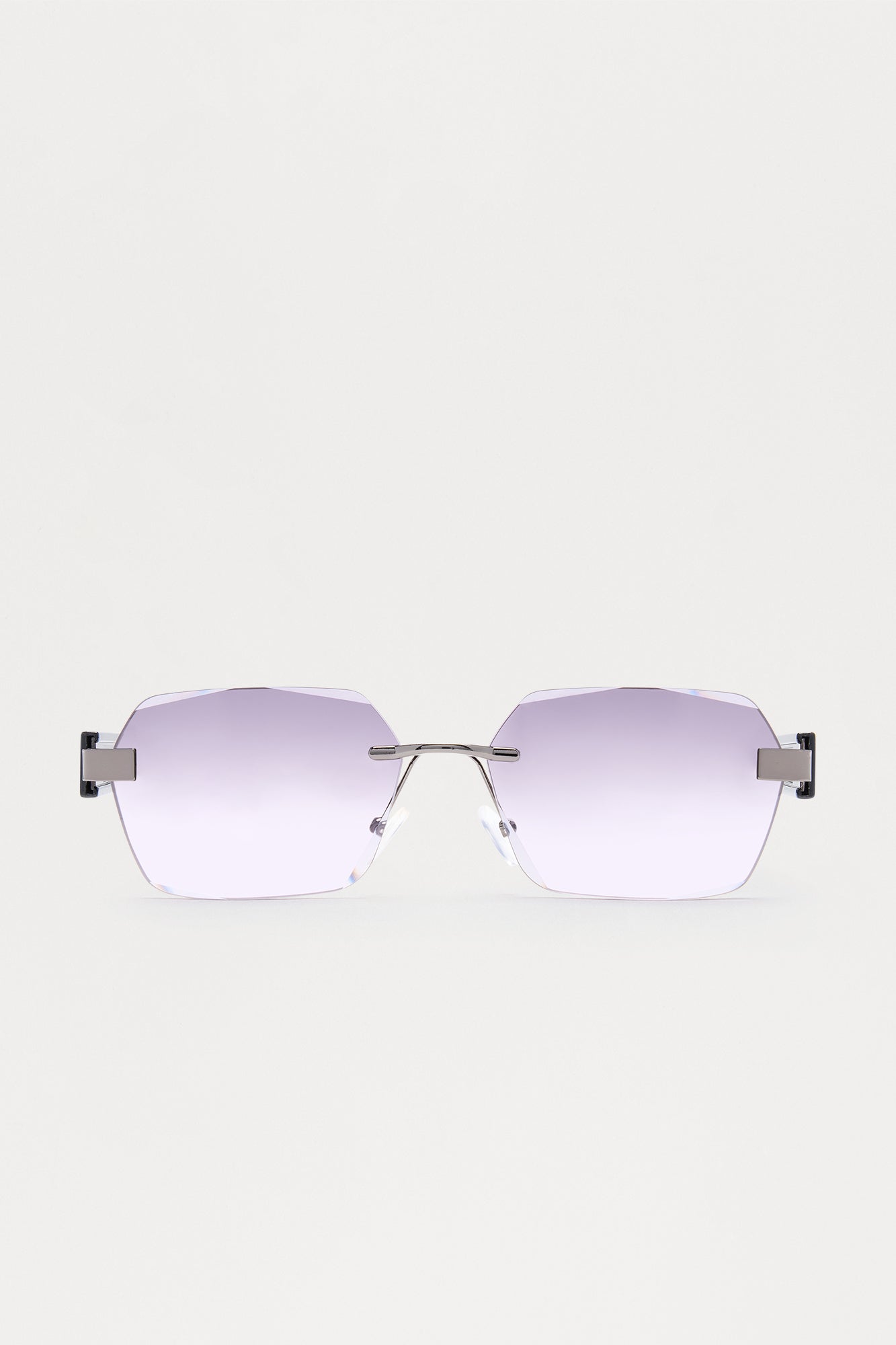Rimless Geometric Frame Color Lens Sunglasses - Black/combo Fashion Nova