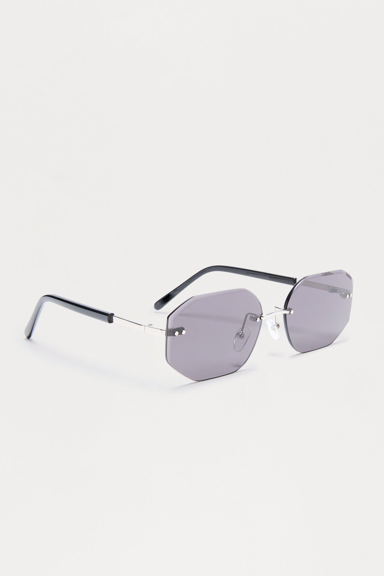 Frameless Geometric Colored Lens Sunglasses - Black/Smoke Fashion Nova