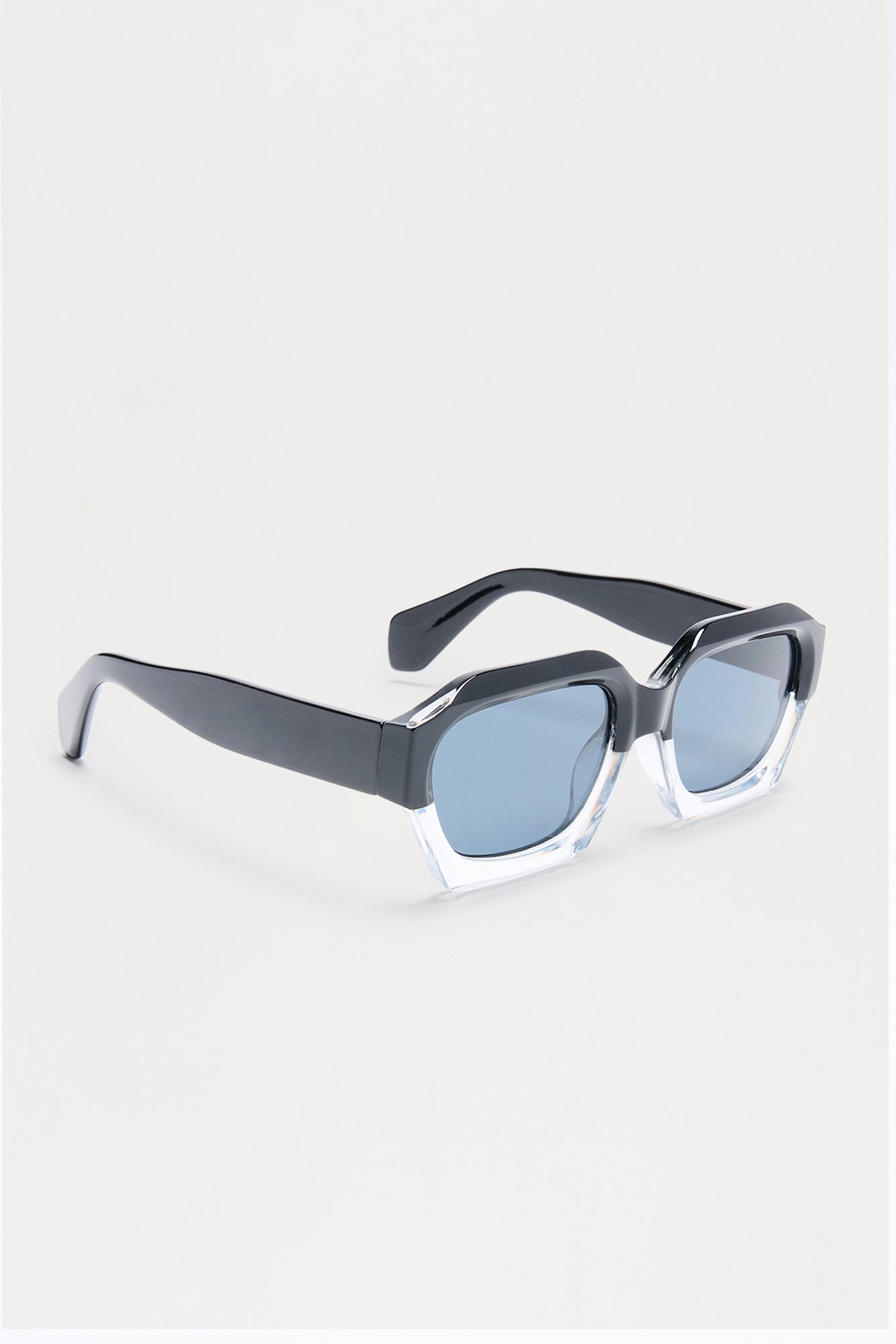 Two Tone Geometric Frame Color Lens Sunglasses - Black/combo Fashion Nova