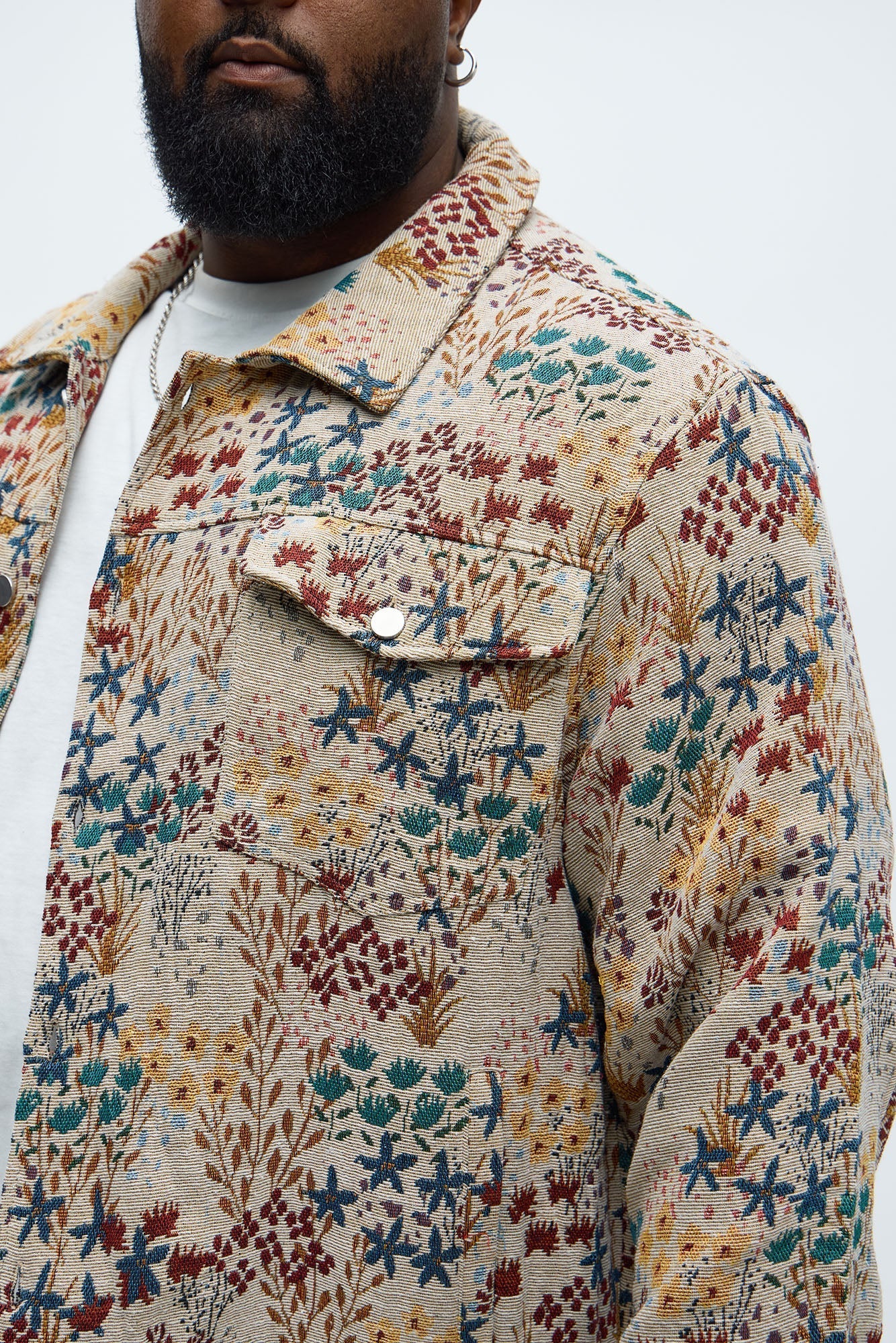 Garden Tapestry Trucker Jacket - Tan/Multi Fashion Nova