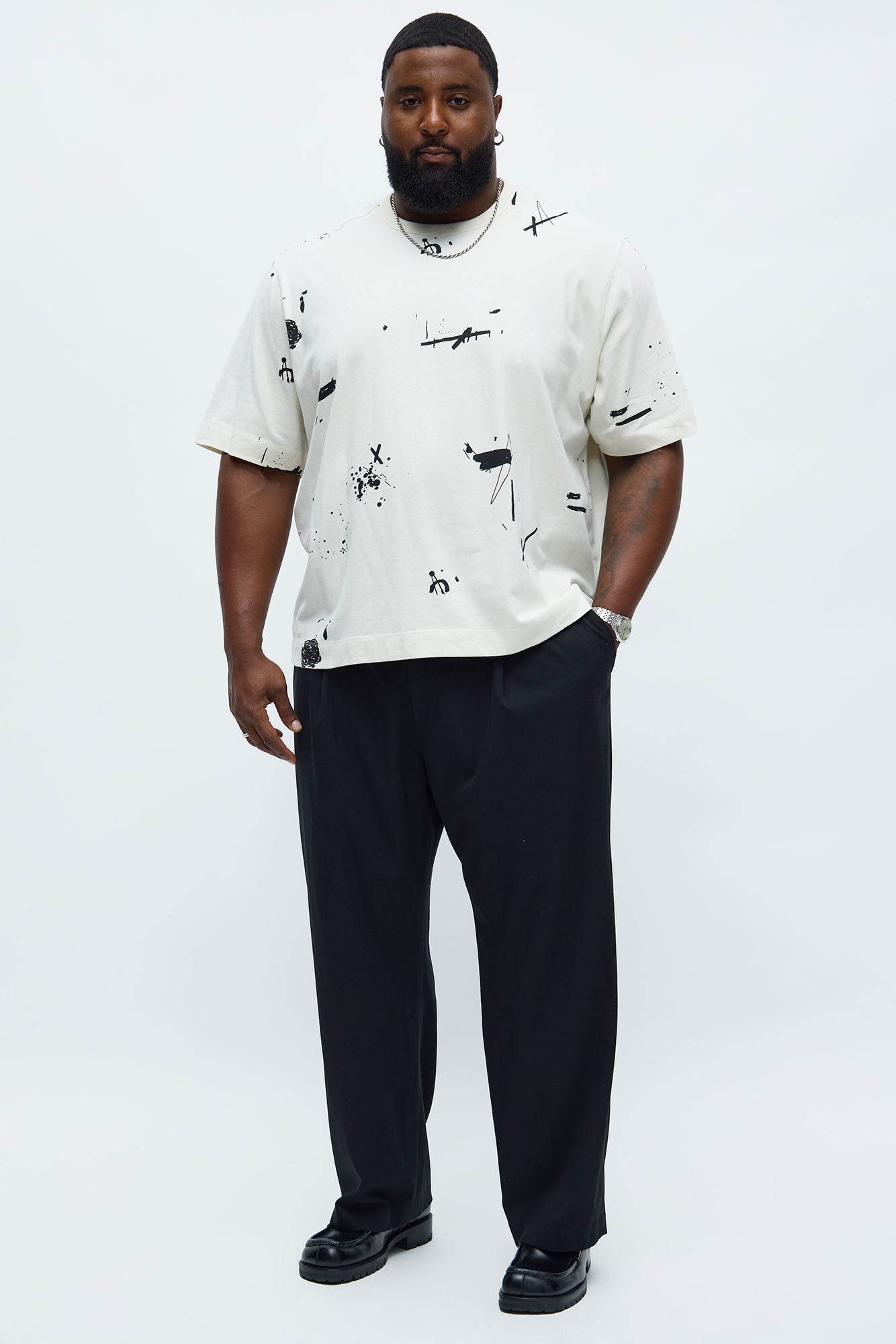 Paint Splatter Tee - Cream Fashion Nova