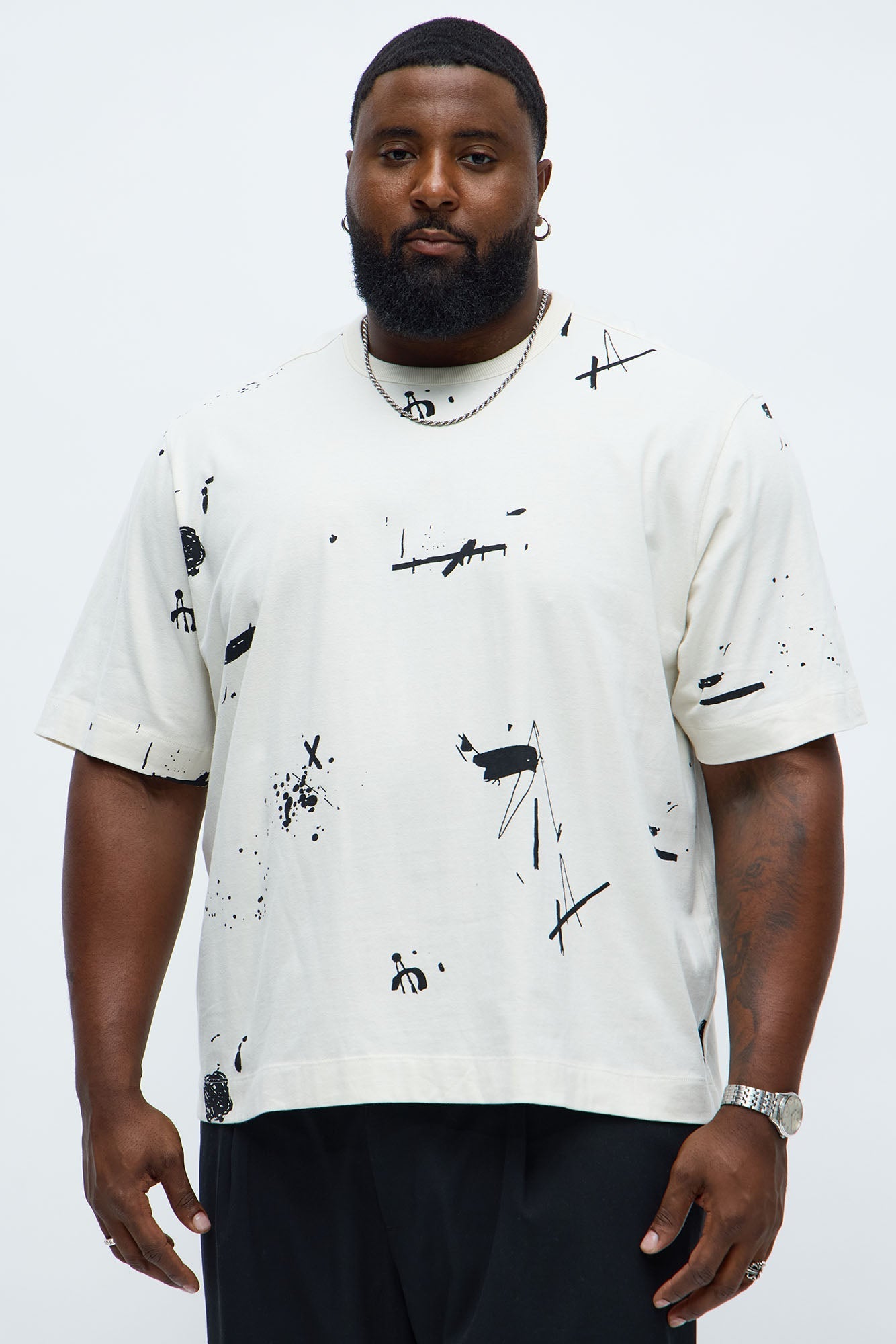 Paint Splatter Tee - Cream Fashion Nova
