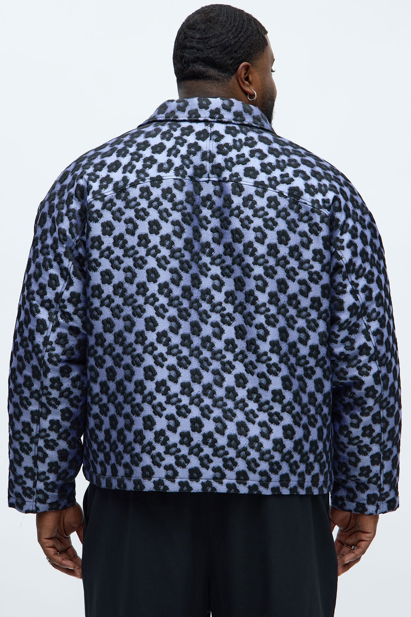 Relaxed Cropped Floral Jacquard Work Jacket - Purple Fashion Nova