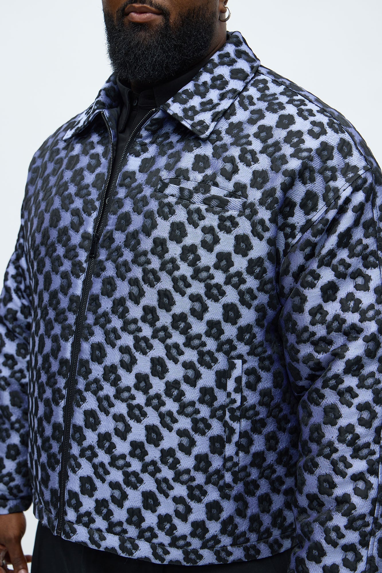 Relaxed Cropped Floral Jacquard Work Jacket - Purple Fashion Nova