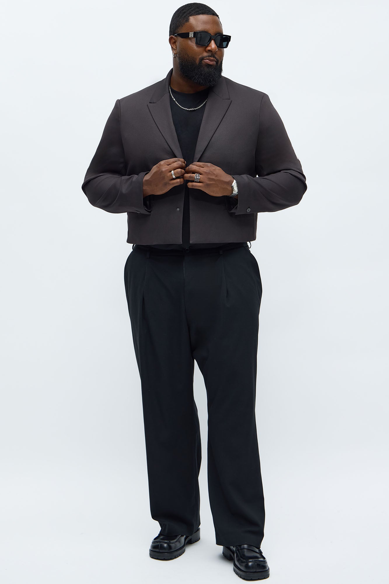 Gabardine Super Cropped Single Breasted Blazer - Brown Fashion Nova