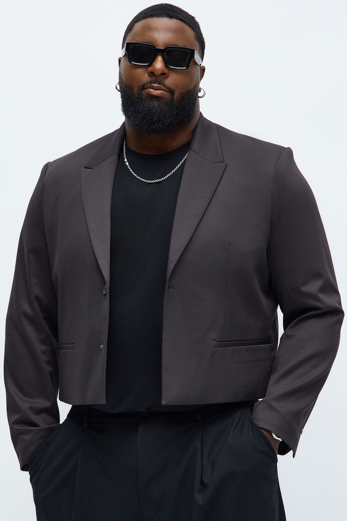 Gabardine Super Cropped Single Breasted Blazer - Brown Fashion Nova