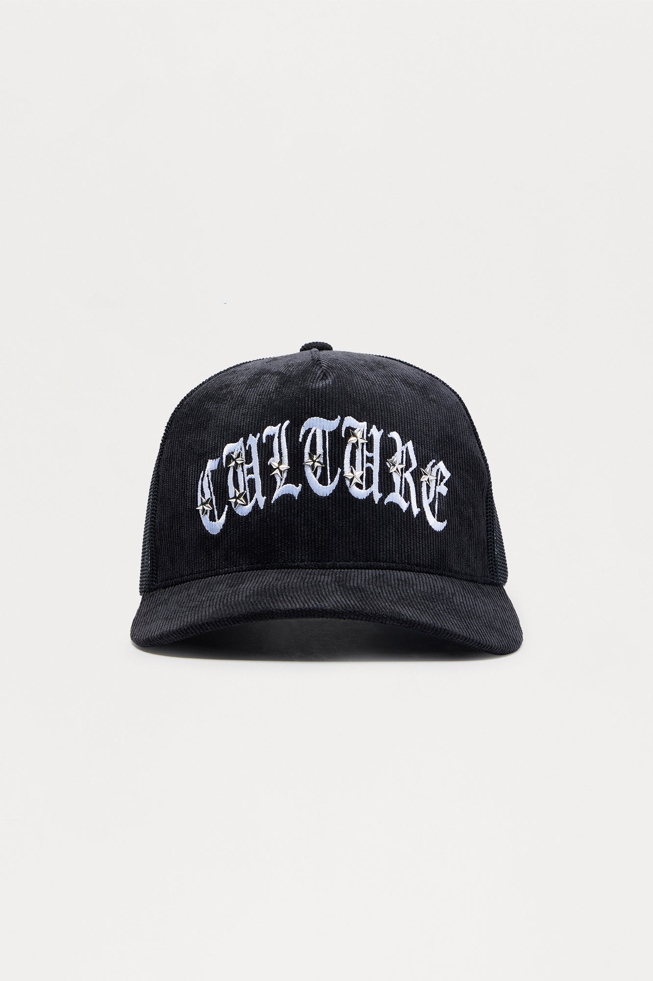 Culture Star Studded Corduroy Structured Snapback Hat - Black Fashion Nova