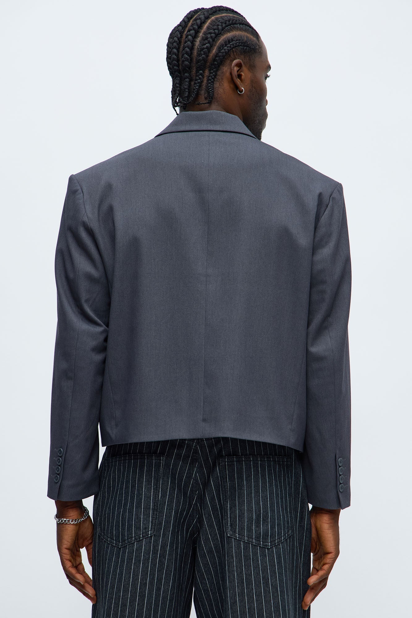 Gabardine Boxy Cropped Single Breasted Blazer - Charcoal Fashion Nova