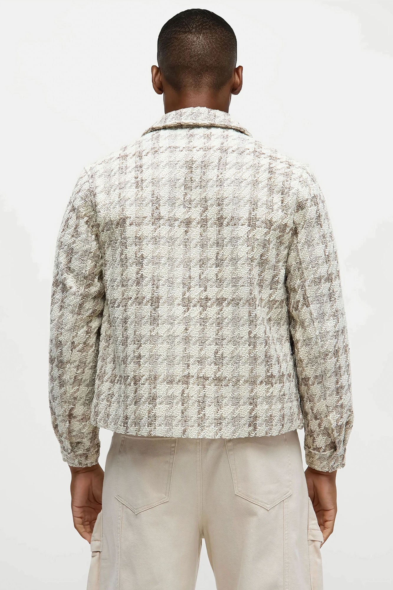 Textured Loyal Houndstooth Work Jacket - Cream Fashion Nova