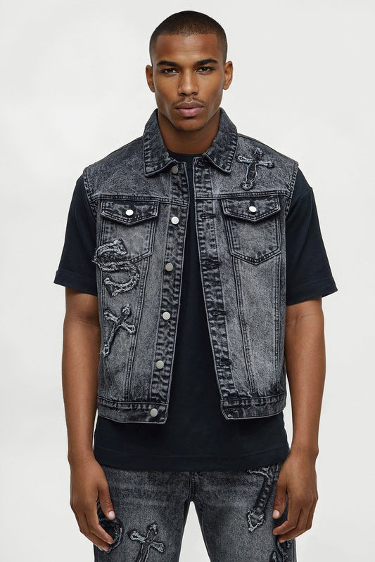 Street Testament Denim Vest - Grey Fashion Nova