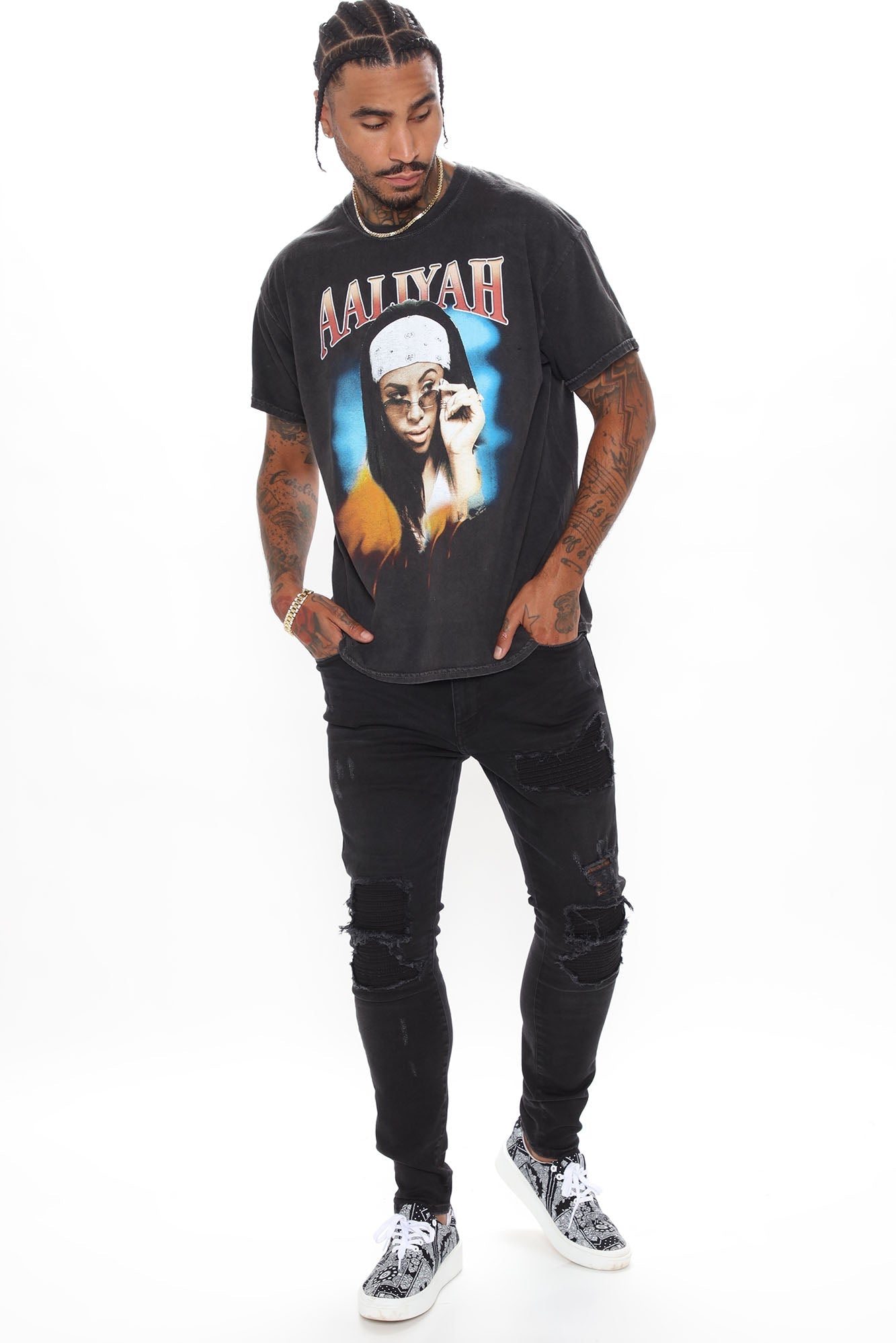 Aaliyah One In A Million Short Sleeve Tee - Black/combo Fashion Nova