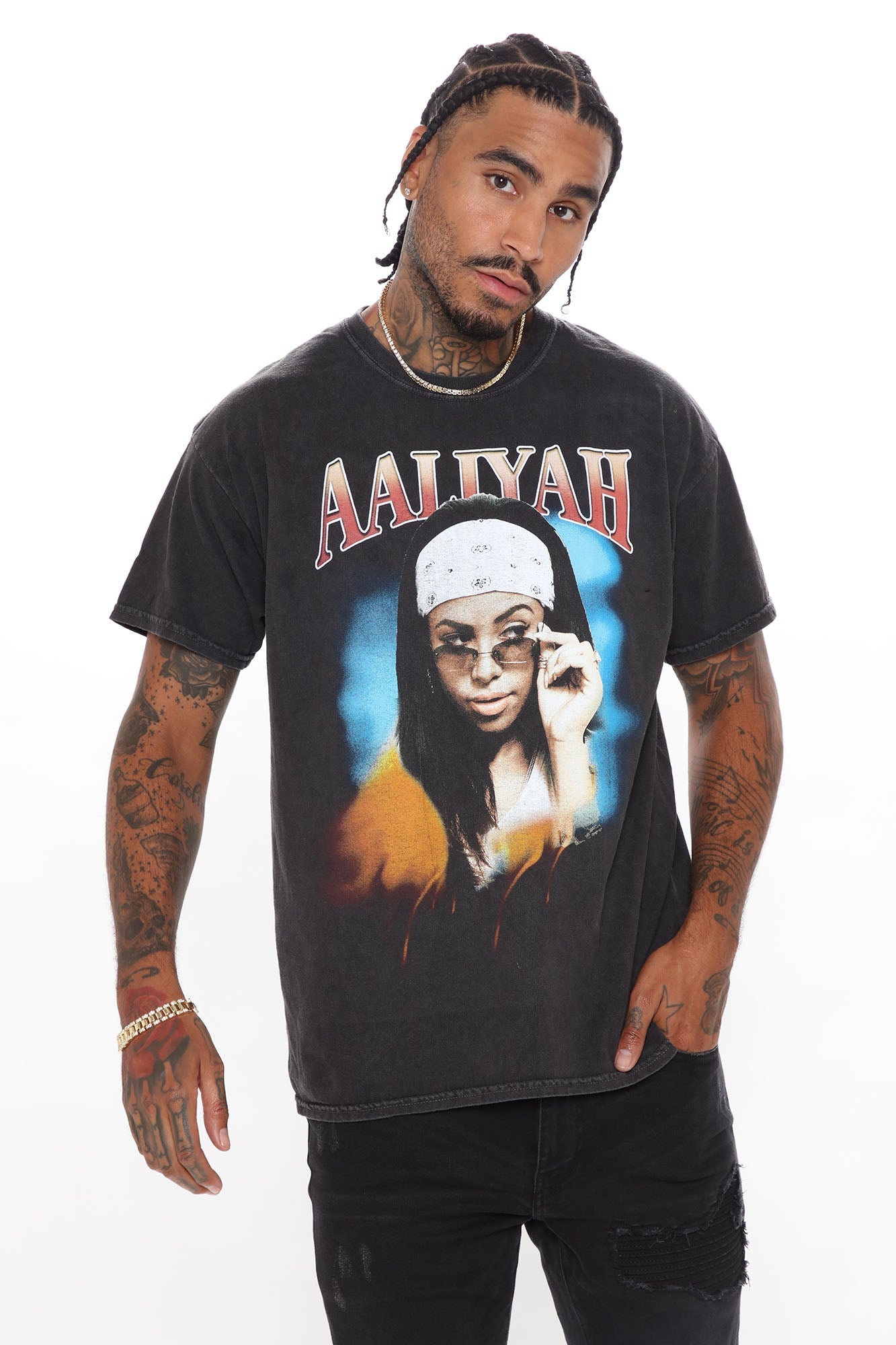 Aaliyah One In A Million Short Sleeve Tee - Black/combo Fashion Nova