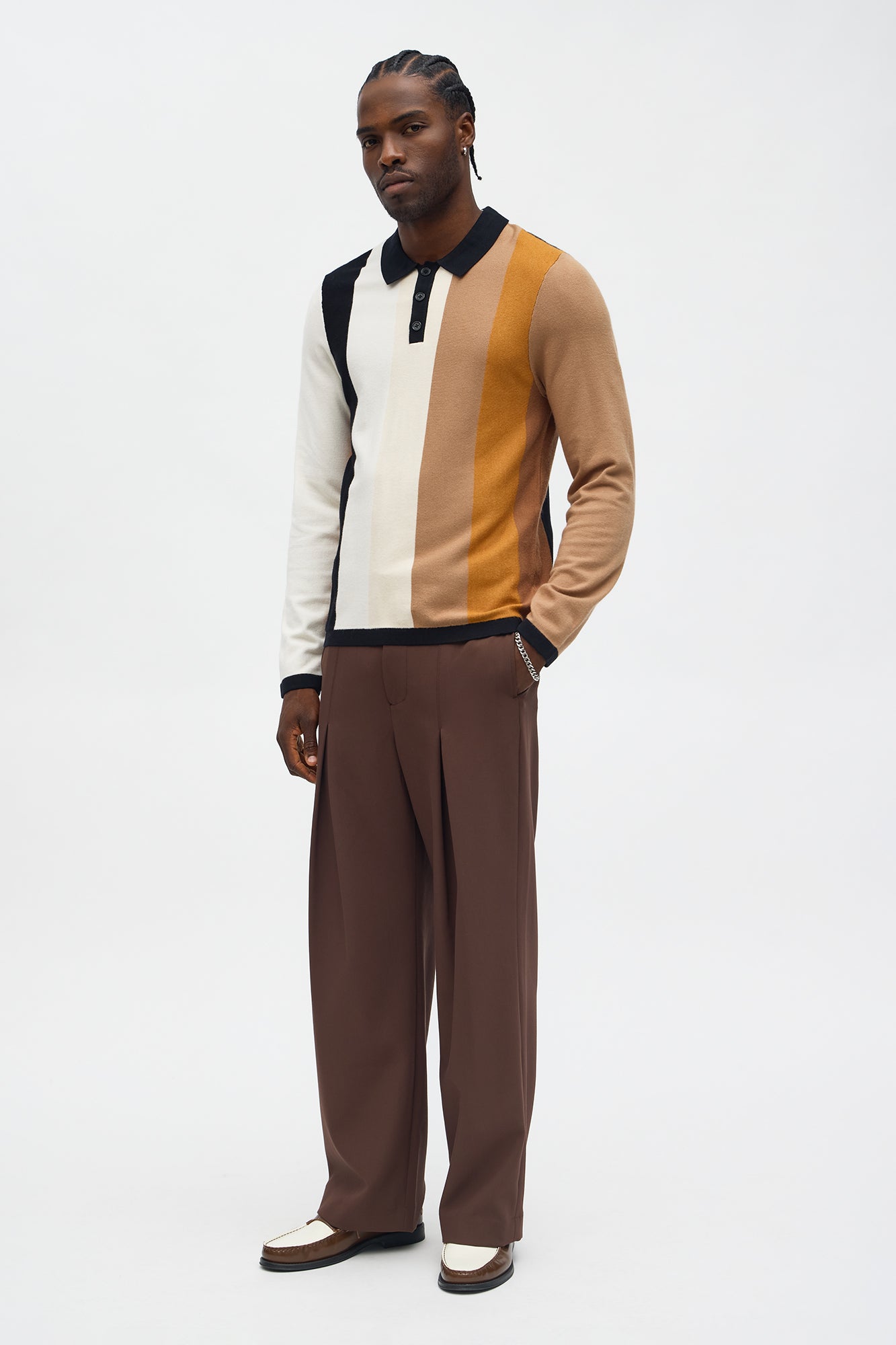 New Level Striped Polo 2.0 - Brown Combo Fashion Nova