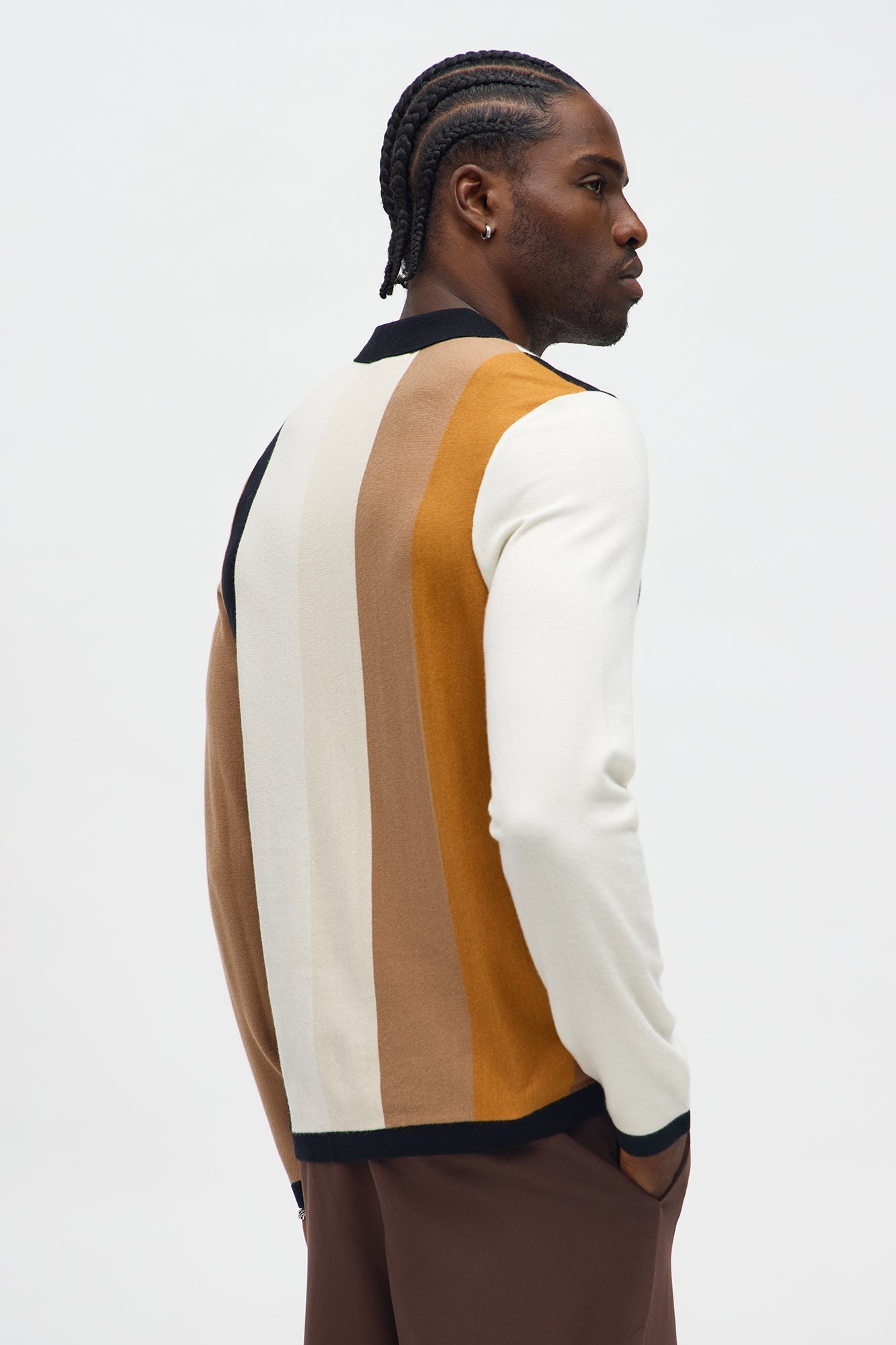 New Level Striped Polo 2.0 - Brown Combo Fashion Nova