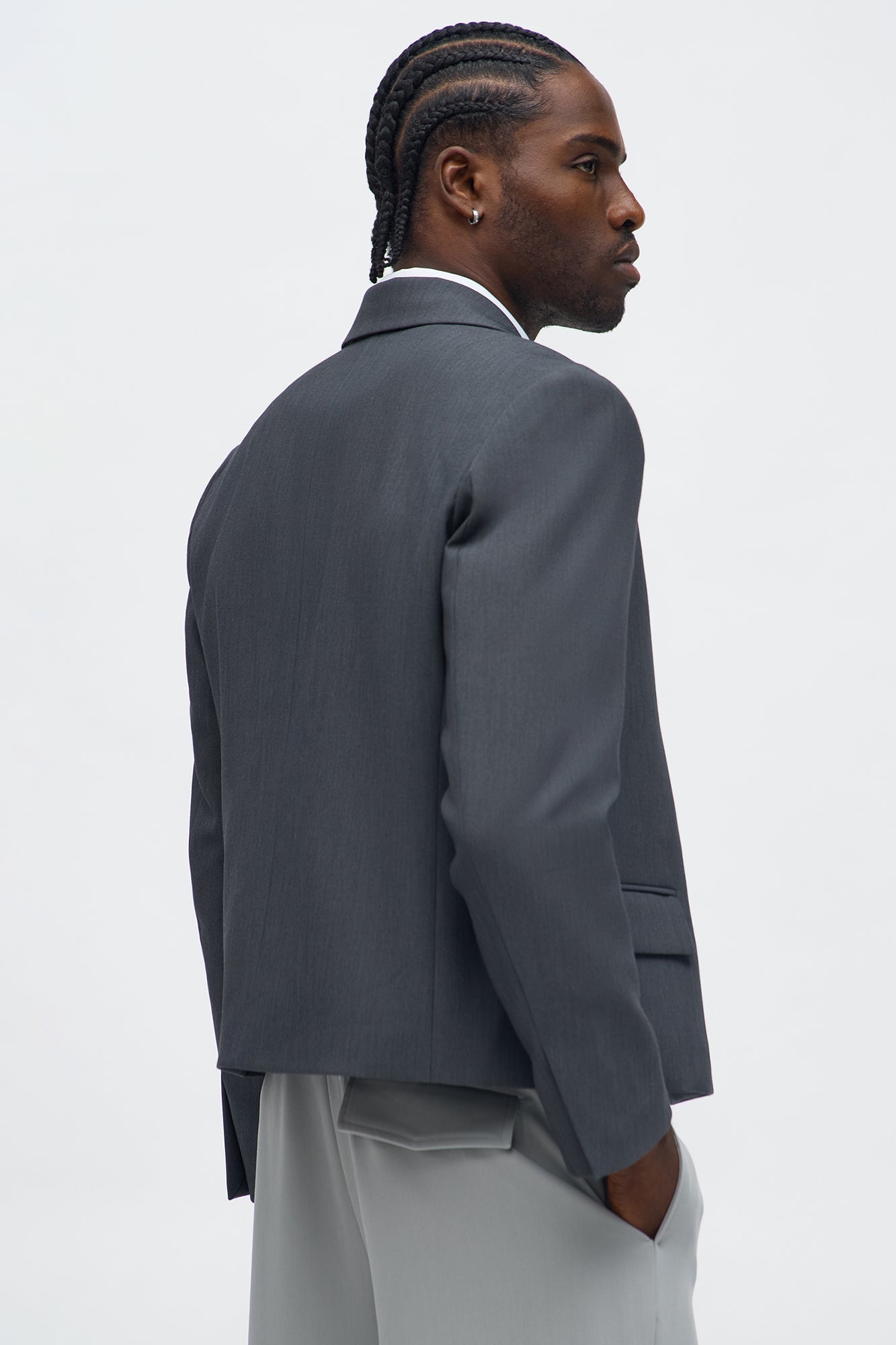 Ronan Cropped Double Breasted Blazer - Charcoal Fashion Nova