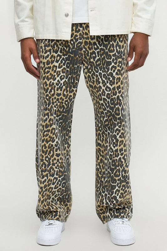 Baggy Wild Thang Leopard Pant - Brown/combo Fashion Nova