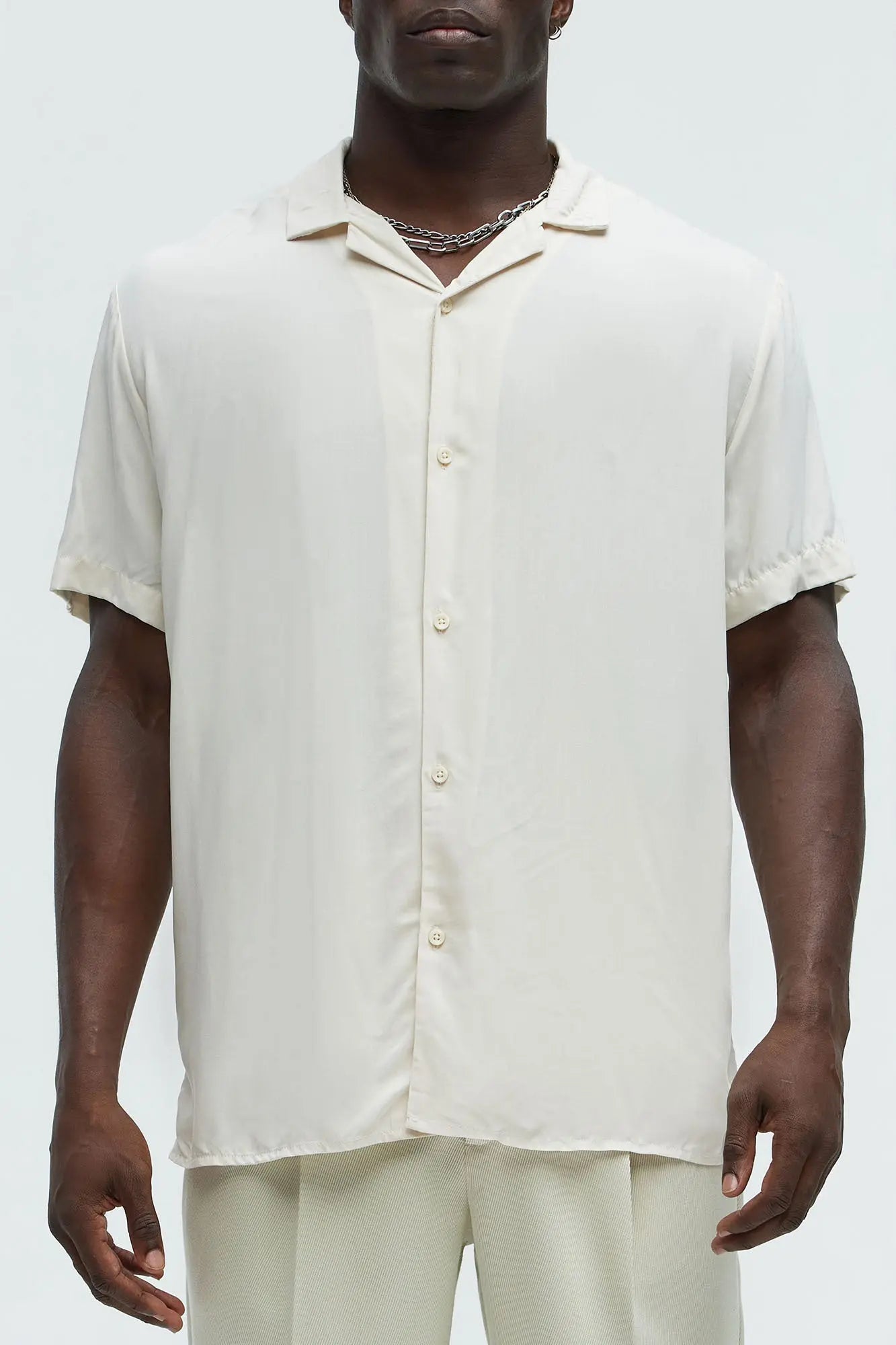 Dawson Relaxed Short Sleeve Cuban Collar Shirt - OffWhite Fashion Nova