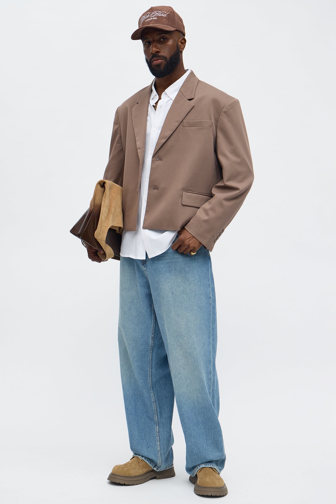 Gabardine Boxy Cropped Single Breasted Blazer - Taupe Fashion Nova