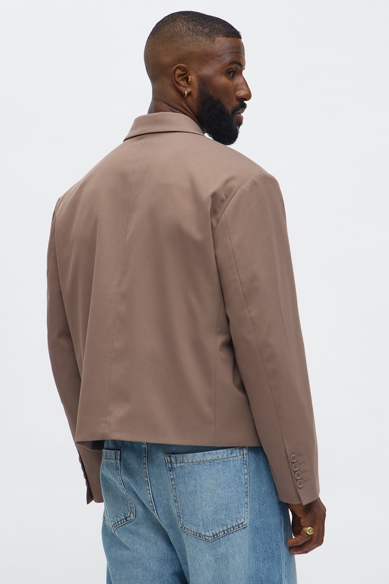 Gabardine Boxy Cropped Single Breasted Blazer - Taupe Fashion Nova