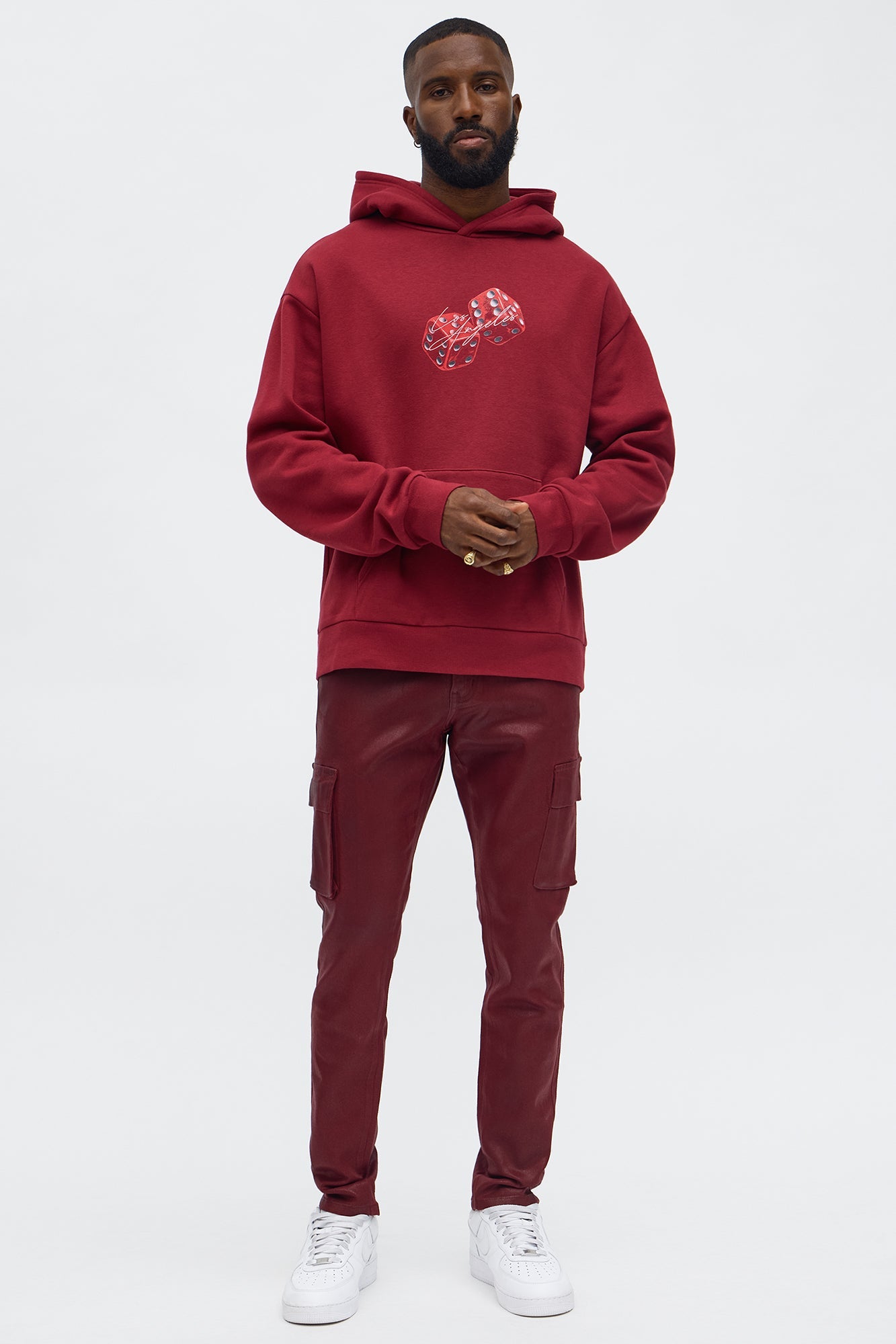 Skinny Down The Streets Waxed Cargo Jean - Burgundy Fashion Nova
